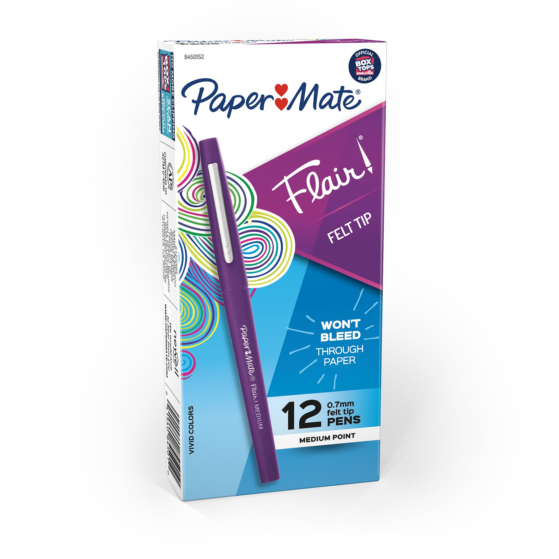 Flair Pens, Medium, Purple, Box of 12