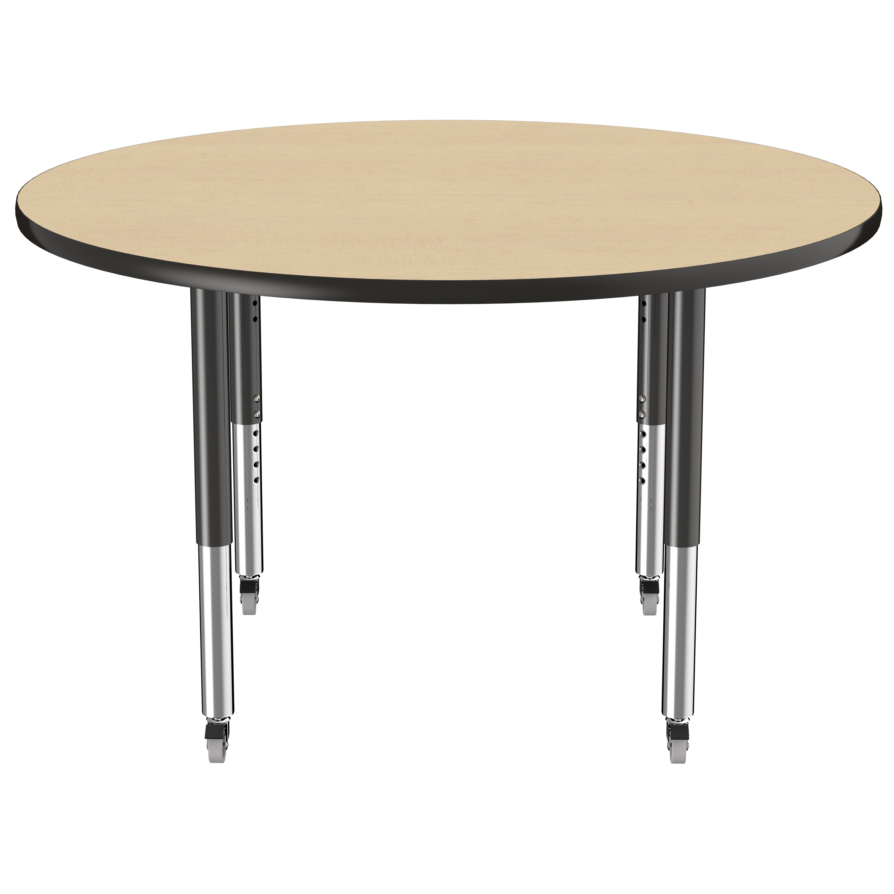 48" Round T-Molding Activity Table with Adjustable Super Legs - Maple/Black