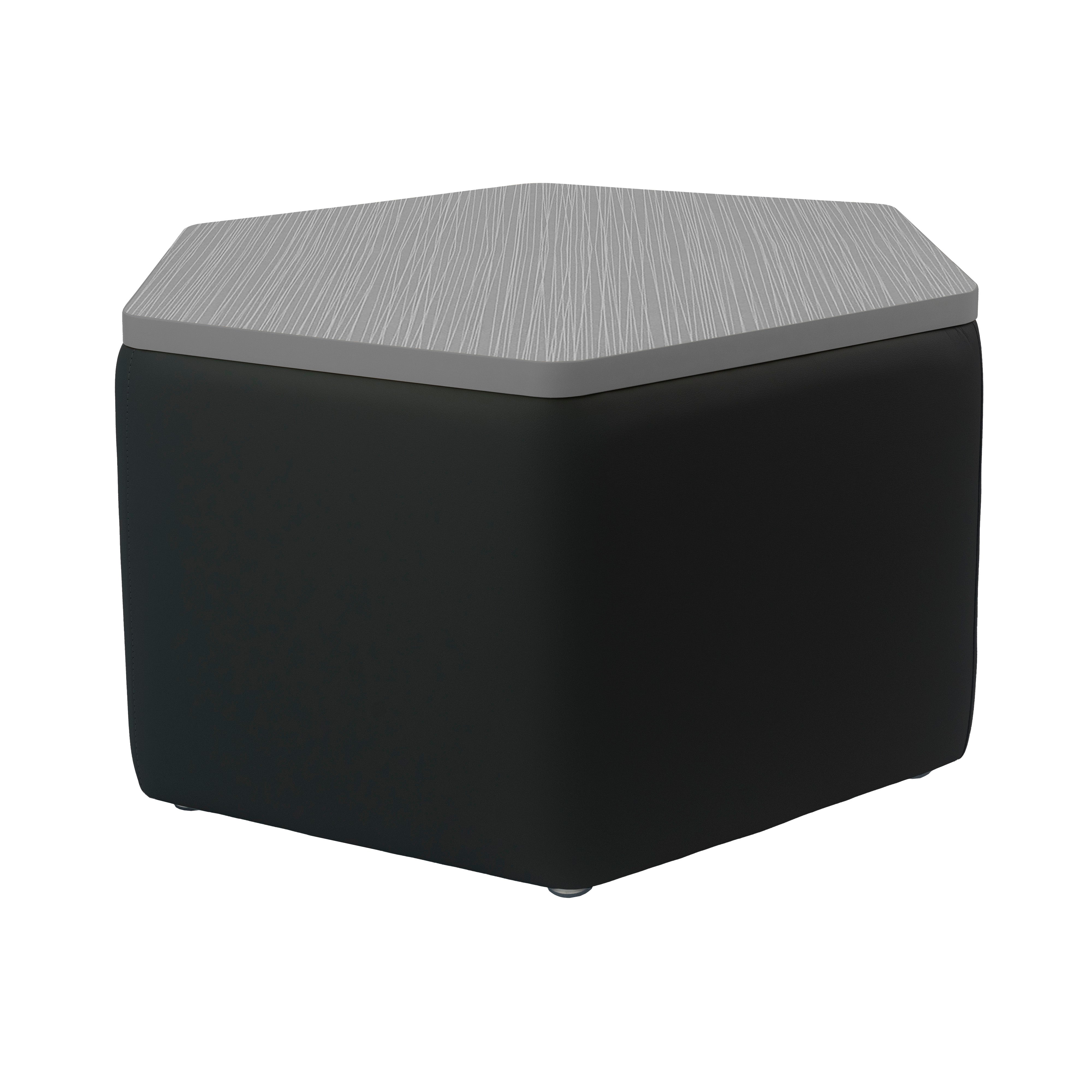 Pro Series Upholstered Hexagon Ottoman Table 18" Height - Black/Cosmic Strandz
