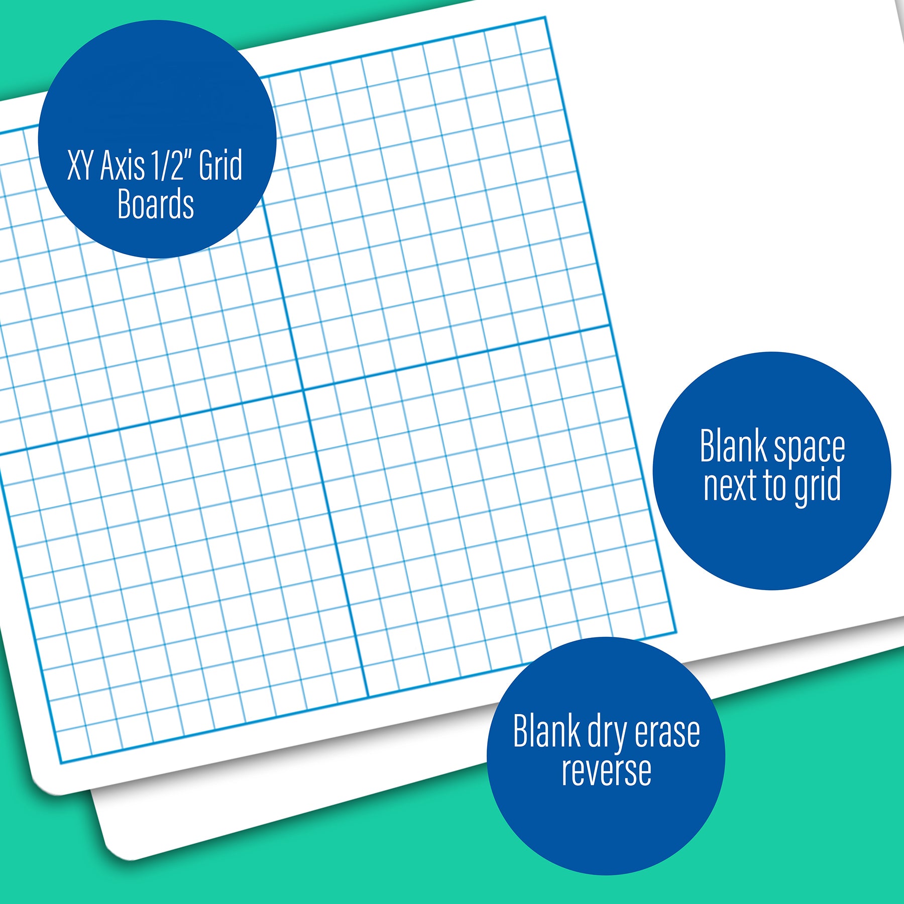 1/2" Graph Dry Erase Board, 11" x 16" Pack of 3