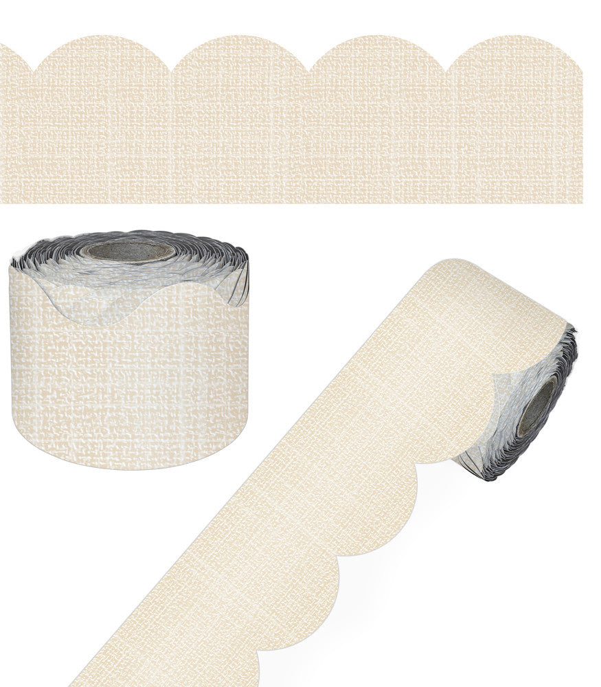 Linen Rolled Scalloped Borders, 65 Feet
