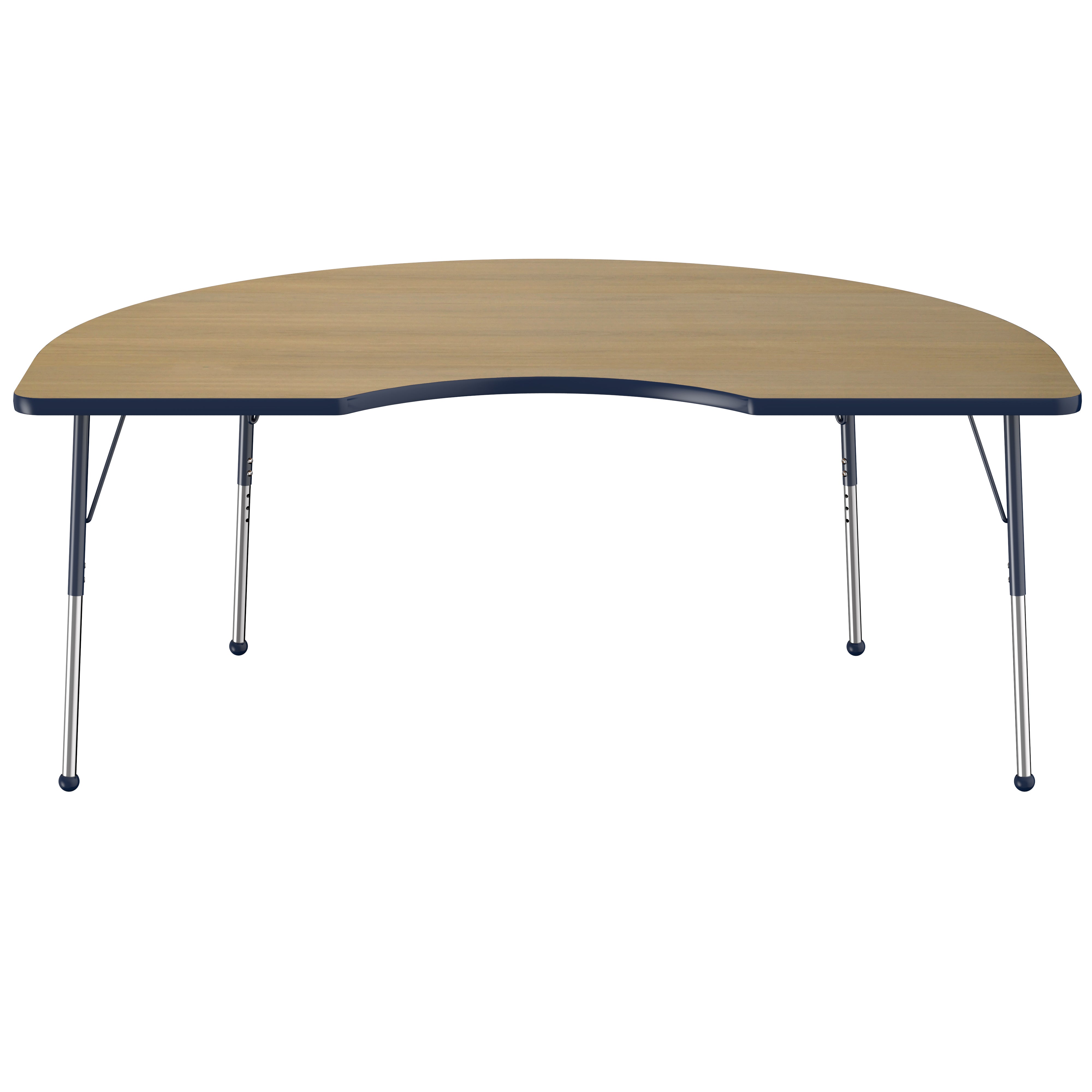 48" x 72" Kidney Thermofused Activity Table with Adjustable Standard Ball Glide Legs - Pasadena Oak/Navy