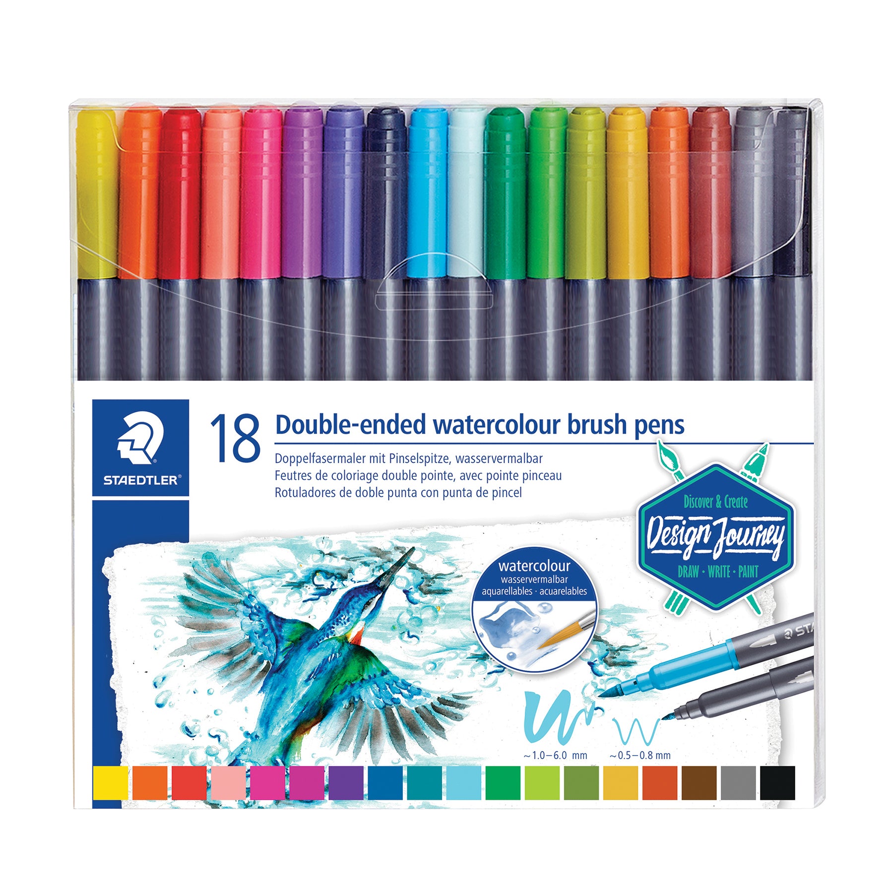 Double-ended watercolor+- brush 18pcs