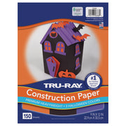 Construction Paper, Heavyweight, Halloween Assortment, Black, Orange, Purple, 9" x 12", 150 sheets