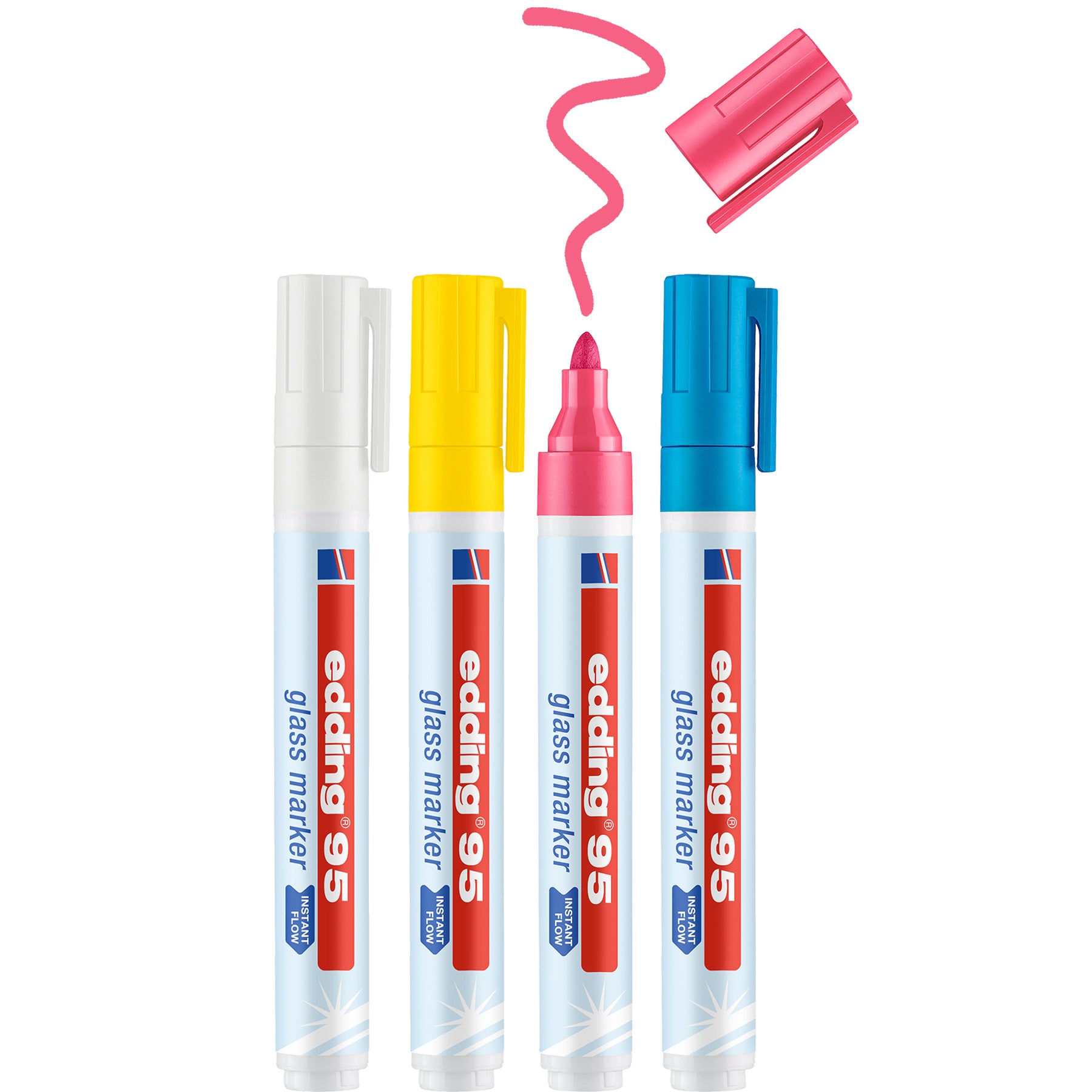 edding 95 Glass Marker - Set of 4 - Light