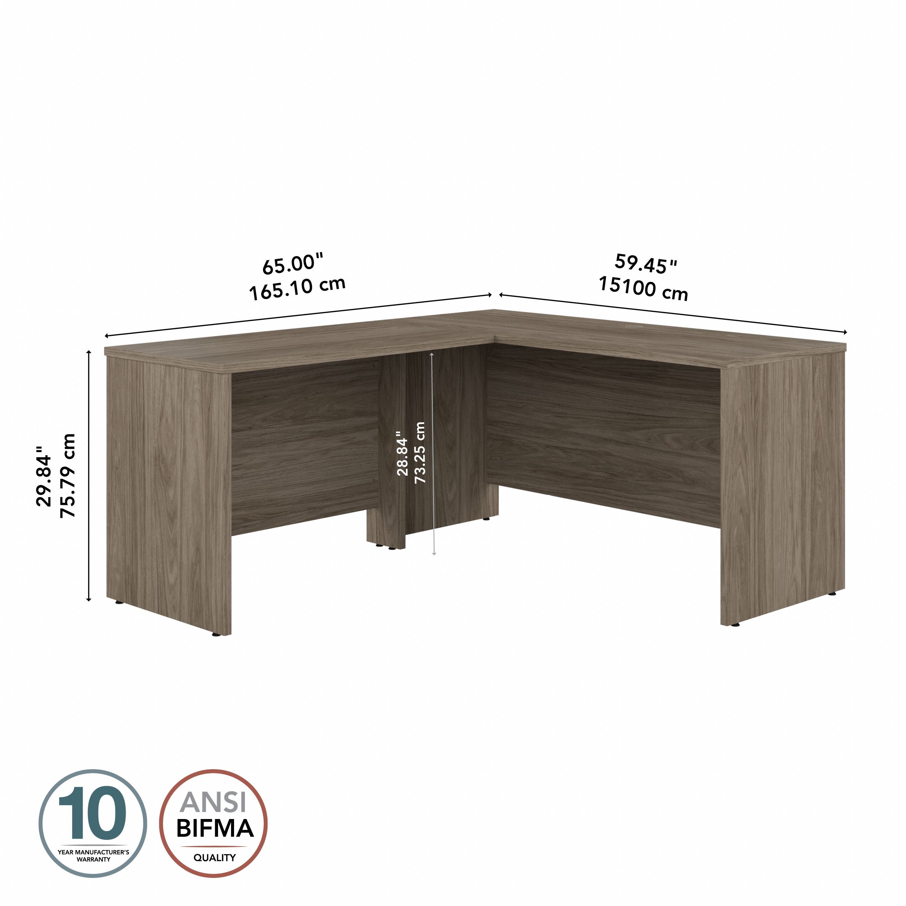 Bush Business Furniture Studio C 60W x 24D L Shaped Desk with 42W Return in Modern Hickory - 59.45" Width x 65" Depth x 29.84" Height