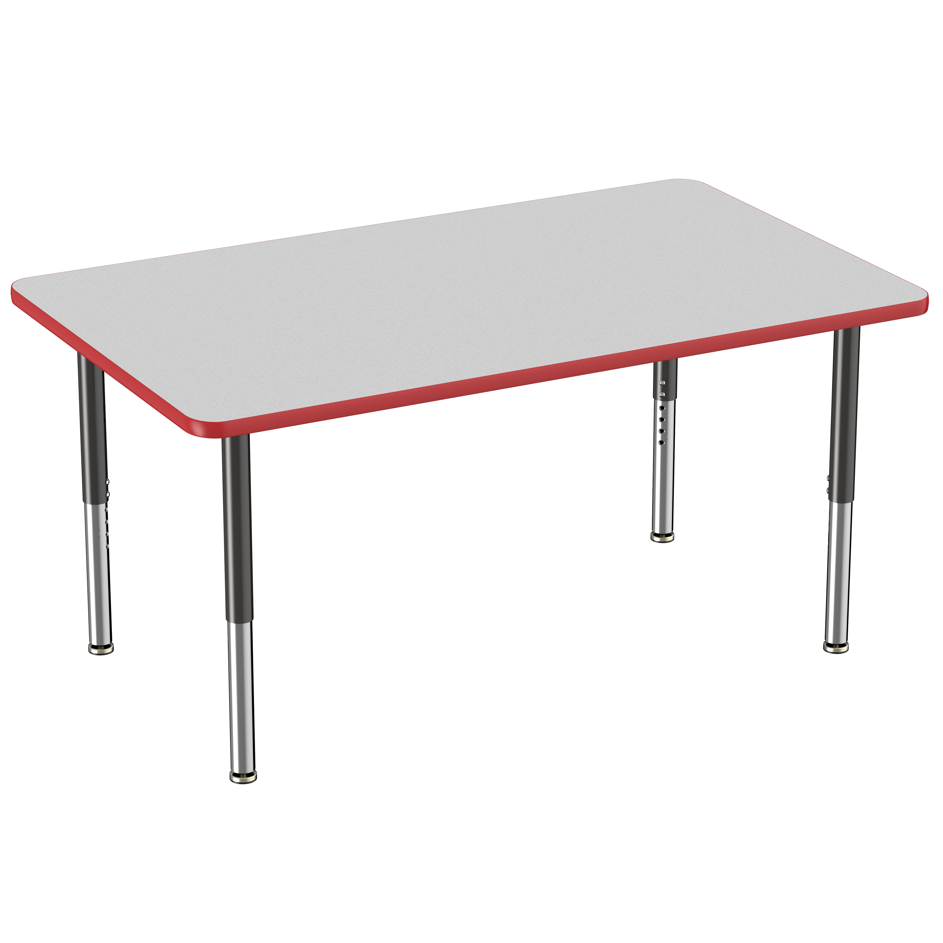 36" x 60" Rectangle T-Molding Activity Table with Adjustable Super Legs - Gray/Red/Black