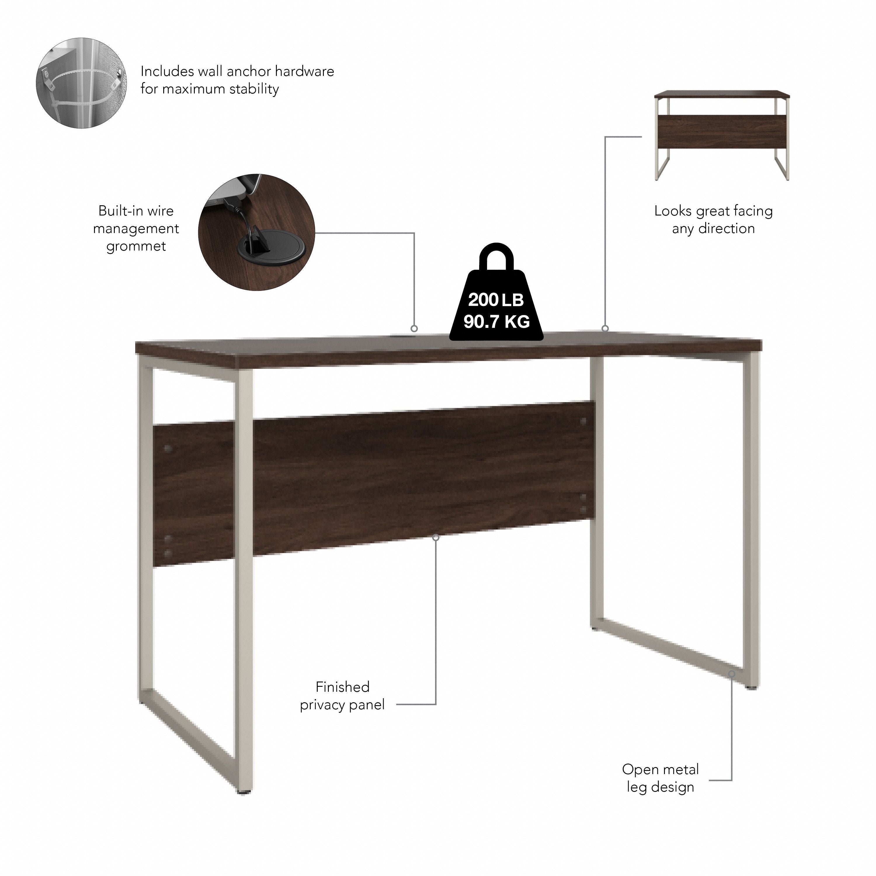 Bush Business Furniture Hybrid 48W x 24D Computer Table Desk with Metal Legs in Black Walnut - 47.6" Width x 23.35" Depth x 29.91" Height