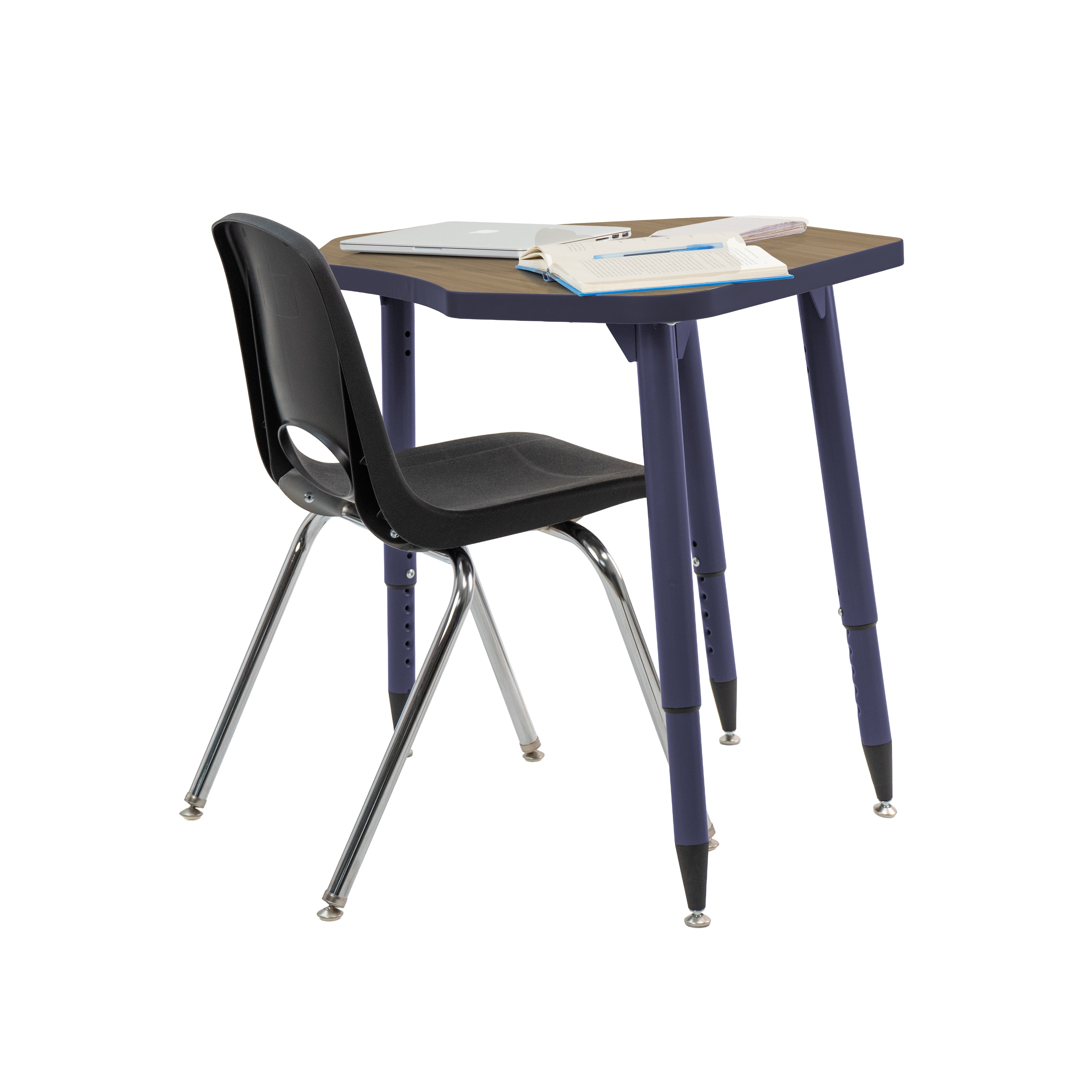 Adapte 24" x 36" Petal Thermofused Activity Table with Adjustable Tapered Legs - Pasadena Oak/Navy