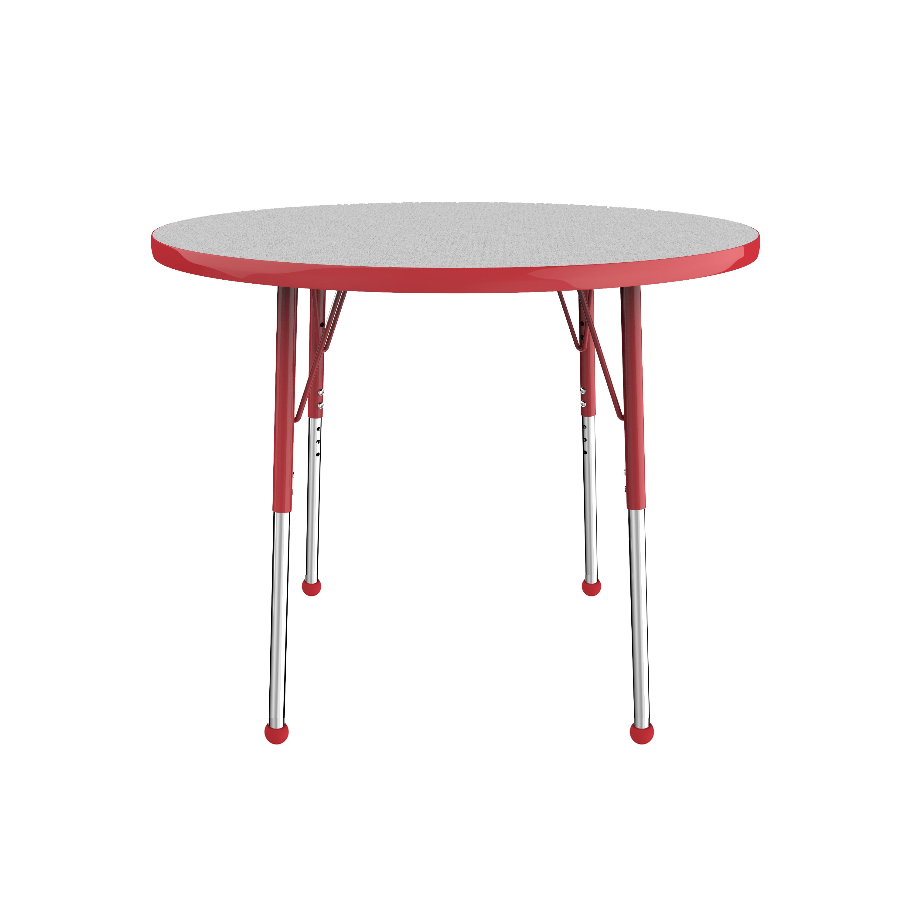 36" Round T-Molding Activity Table with Adjustable Standard Ball Glide Legs - Gray/Red
