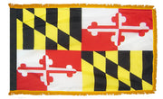 Maryland State Flag 3x5 ft. Nylon with Pole Sleeve and Gold Fringe for Parades, and Indoor Display