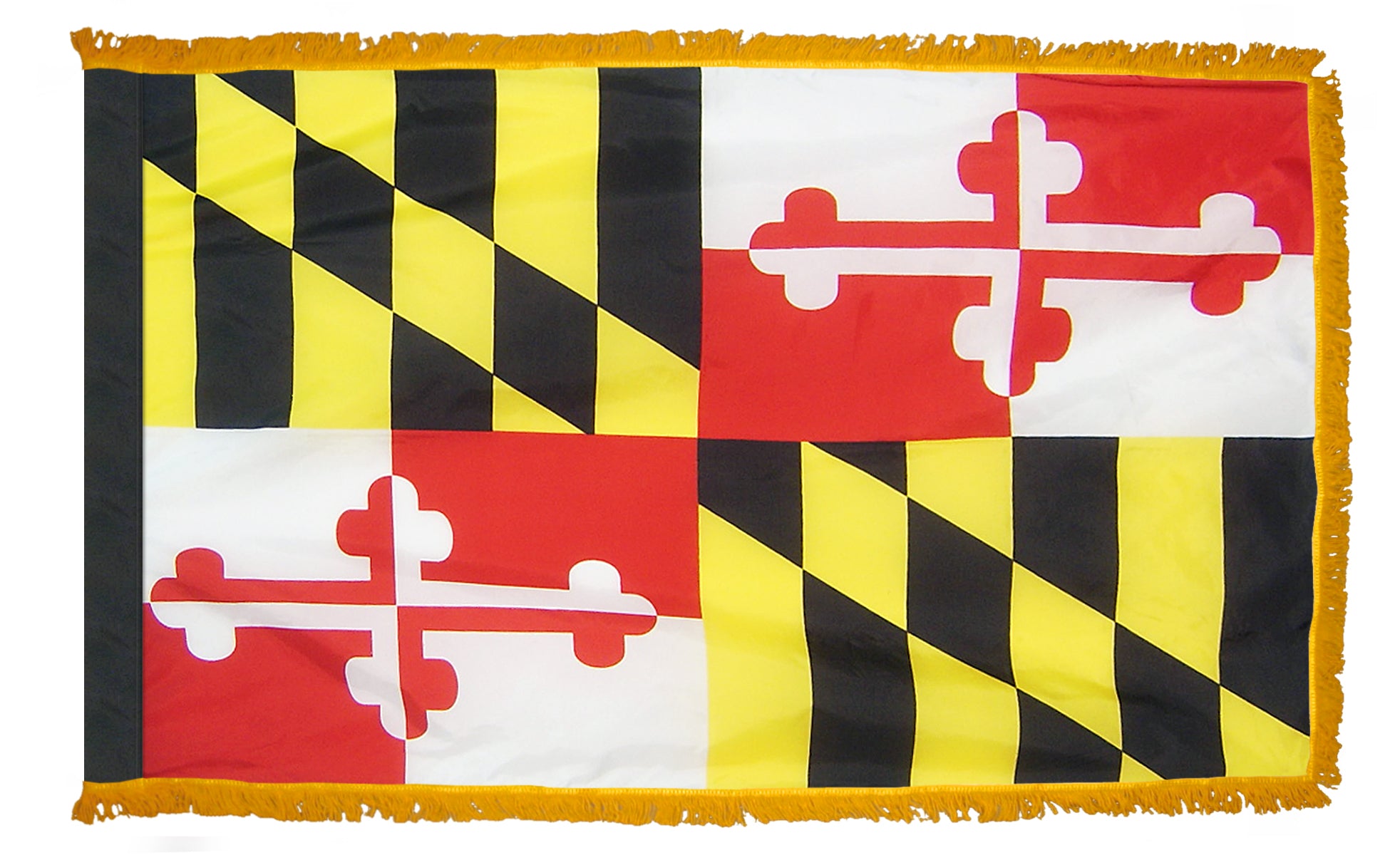 Maryland State Flag 3x5 ft. Nylon with Pole Sleeve and Gold Fringe for Parades, and Indoor Display