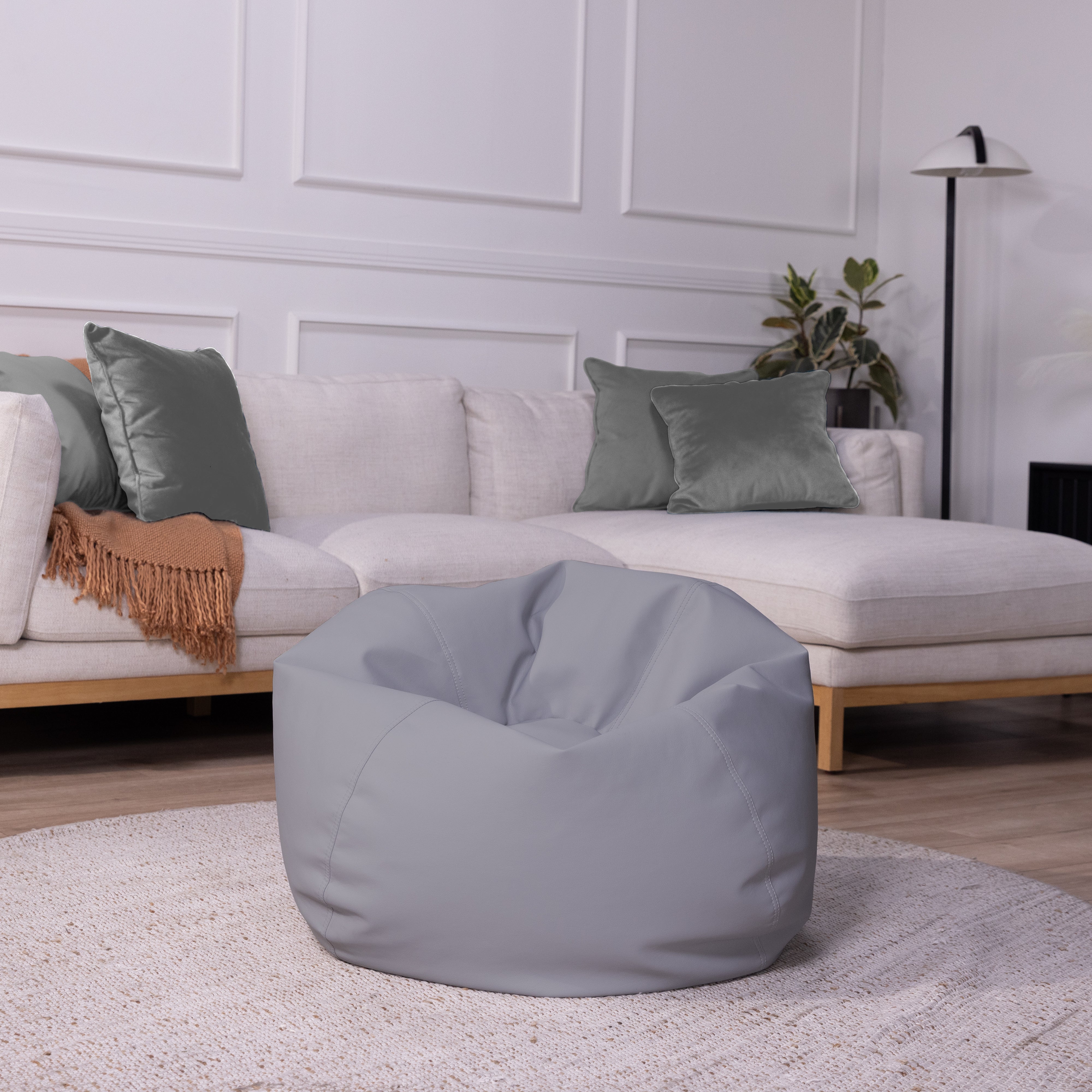 30" Round Vinyl Bean Bag - Smoke