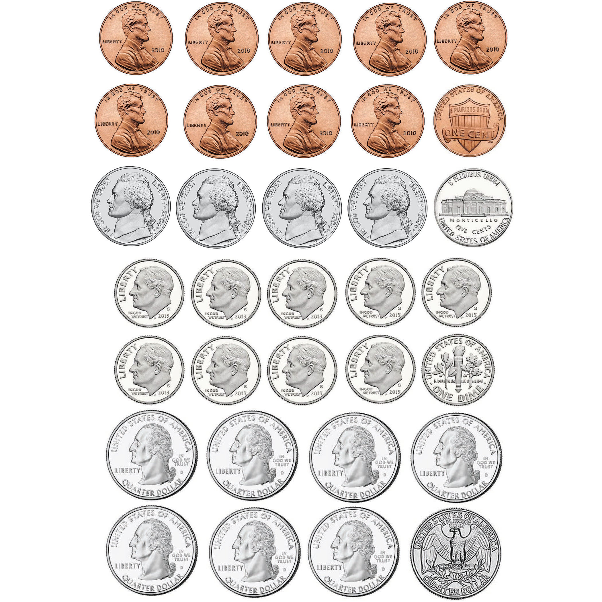 Math Die-Cut Magnets, U.S. Coins