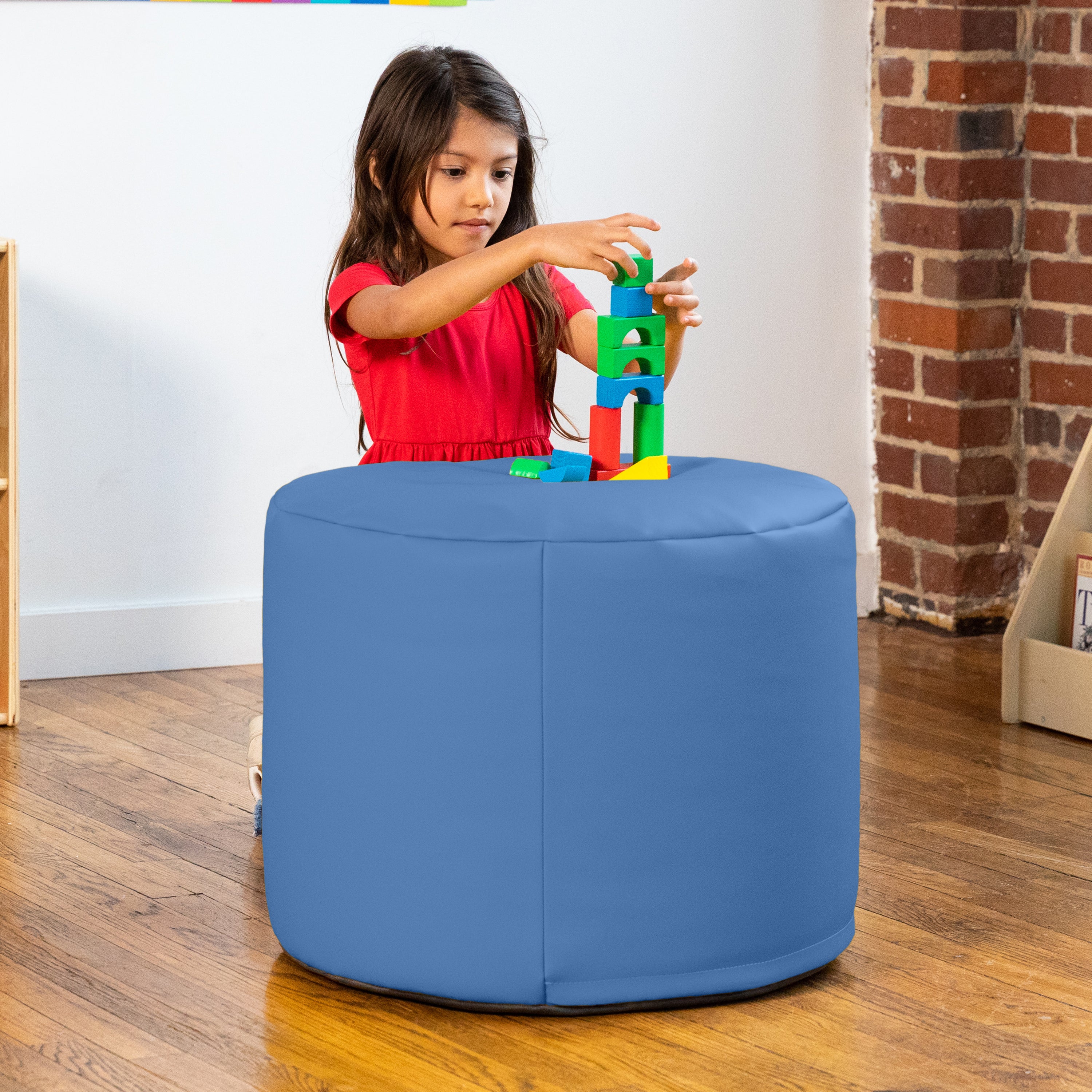 Jaxx Mallo Modular Pouf Classroom Bean Bag Seat, Premium Vinyl - Royal Blue