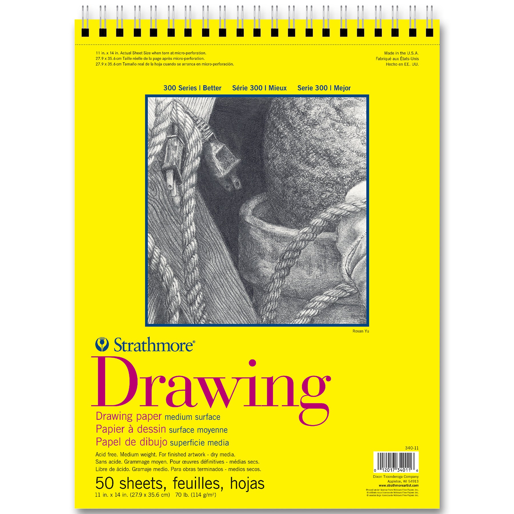 300 Series Drawing Pad, Top Wire Binding, 50 Sheet, 11x14 inch, 1 Count