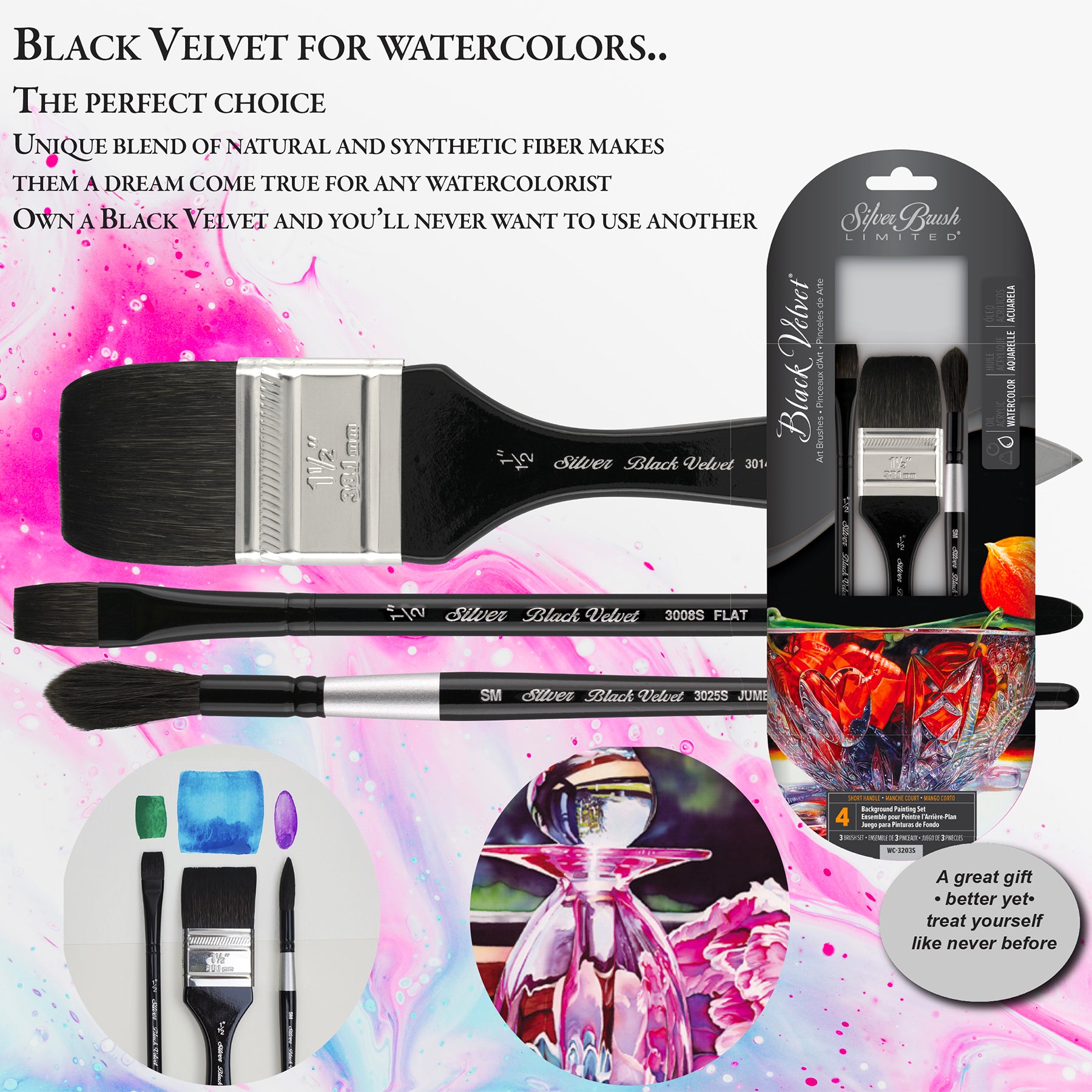 Black Velvet® 3-Piece BEST Plein Air W/C Brush Set