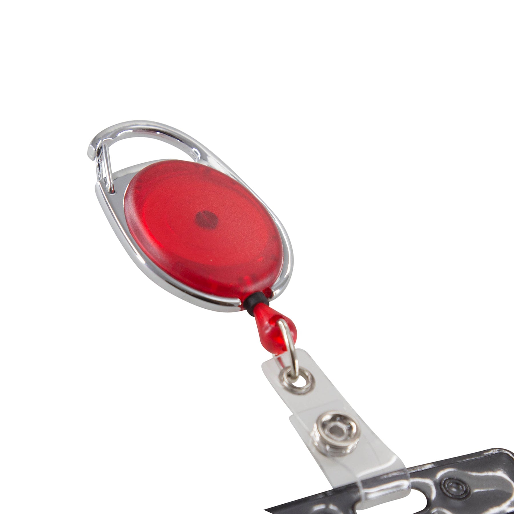 Quick Clip Oval ID Badge Reel, Red, Blue, Smoke, Pack of 3