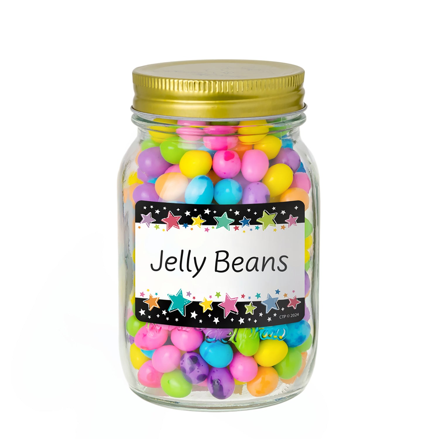 Star Bright Colorful Stars on Black Labels, Pack of 36