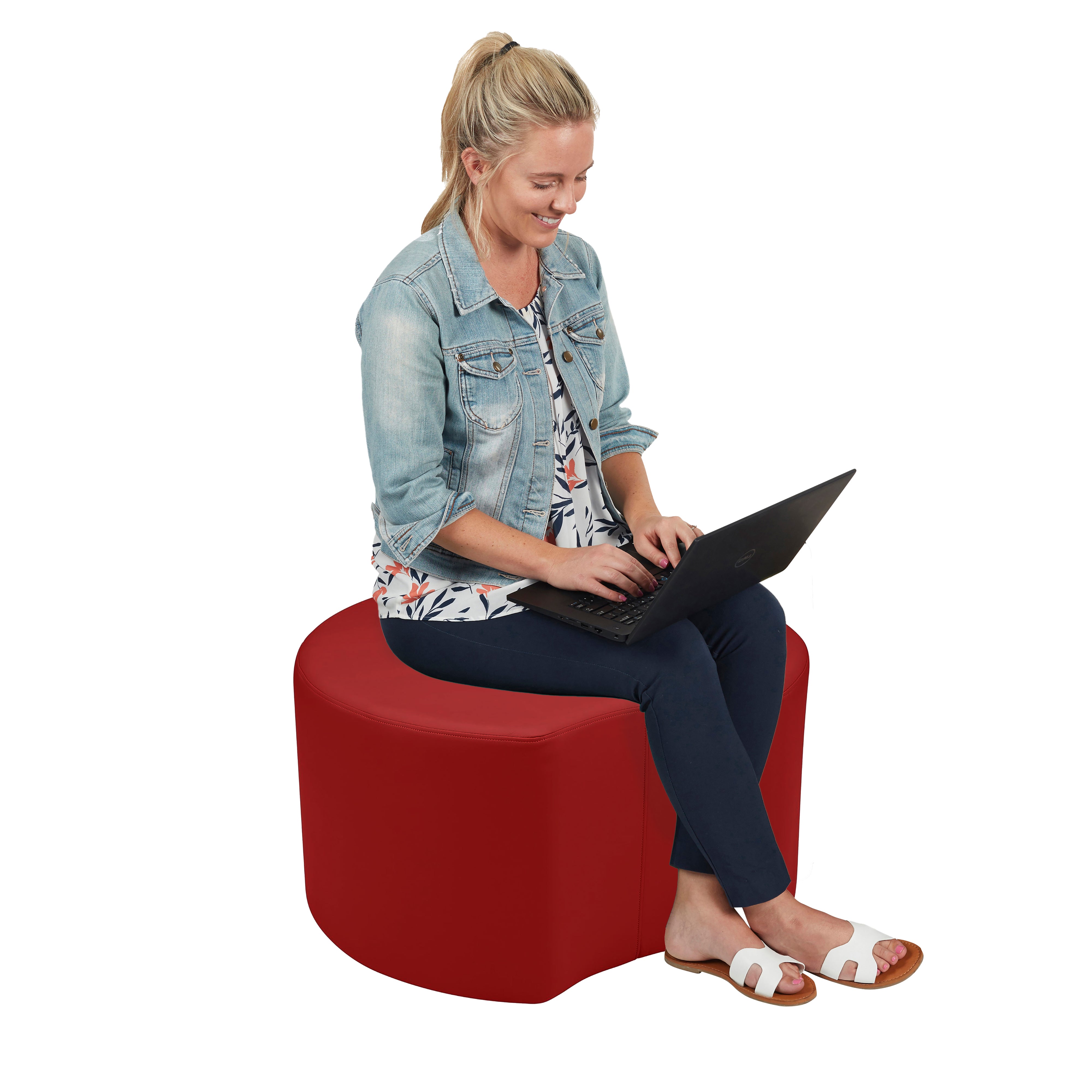 Pro Series Upholstered Crescent Ottoman 18" Height - Crimson