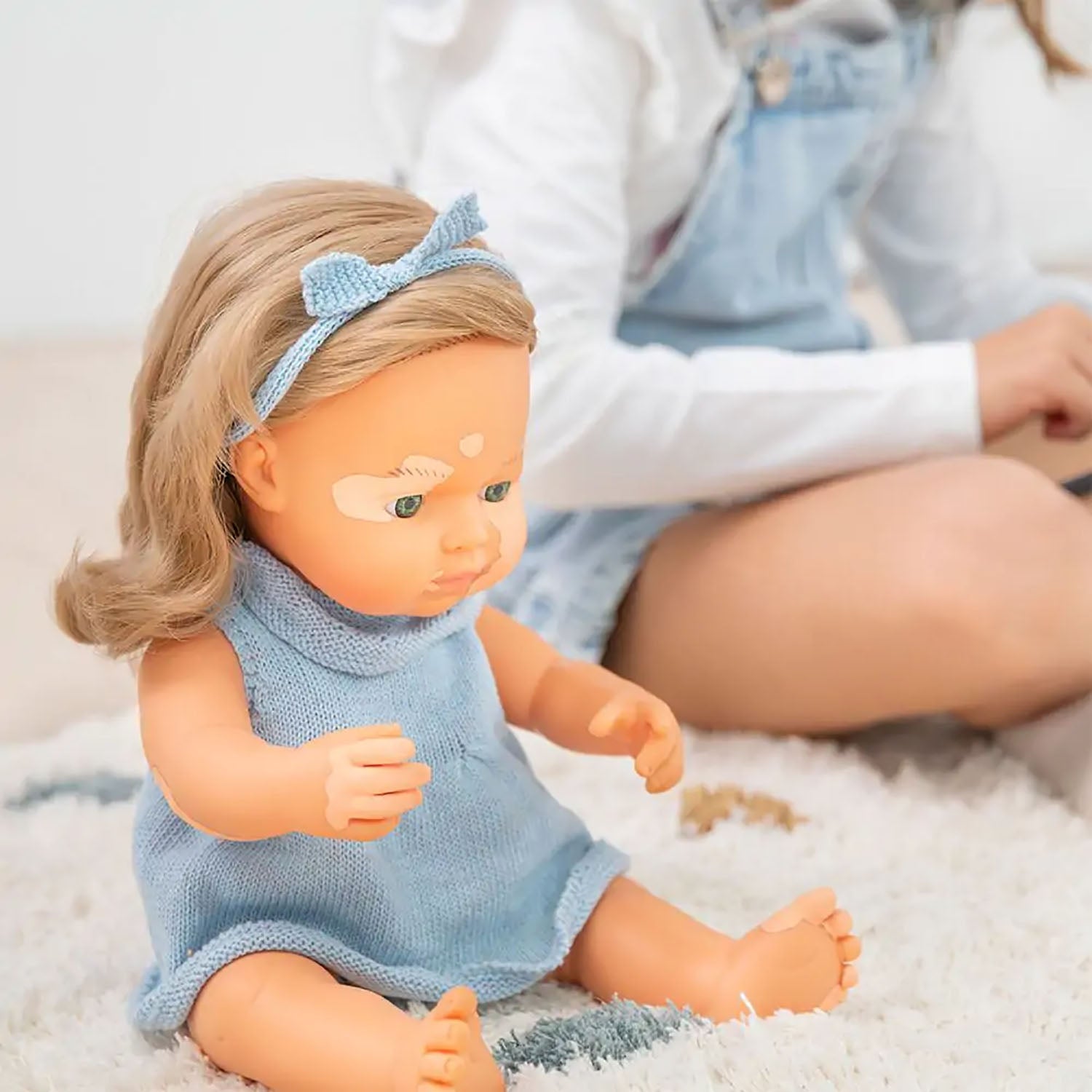 Anatomically Correct 15" Baby Doll, Caucasian Blonde Girl with Vitiligo