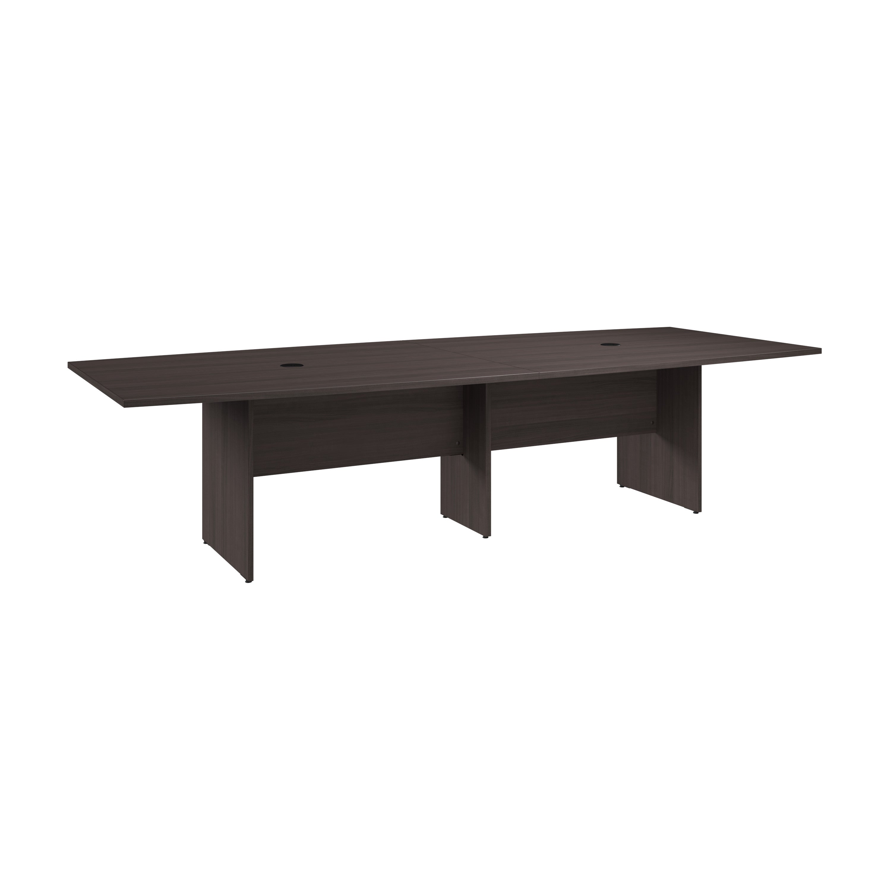 Bush Business Furniture 120-inch Office Conference Table with Wood Base in Storm Gray - 119.21" Width x 47.52" Depth x 28.65" Height
