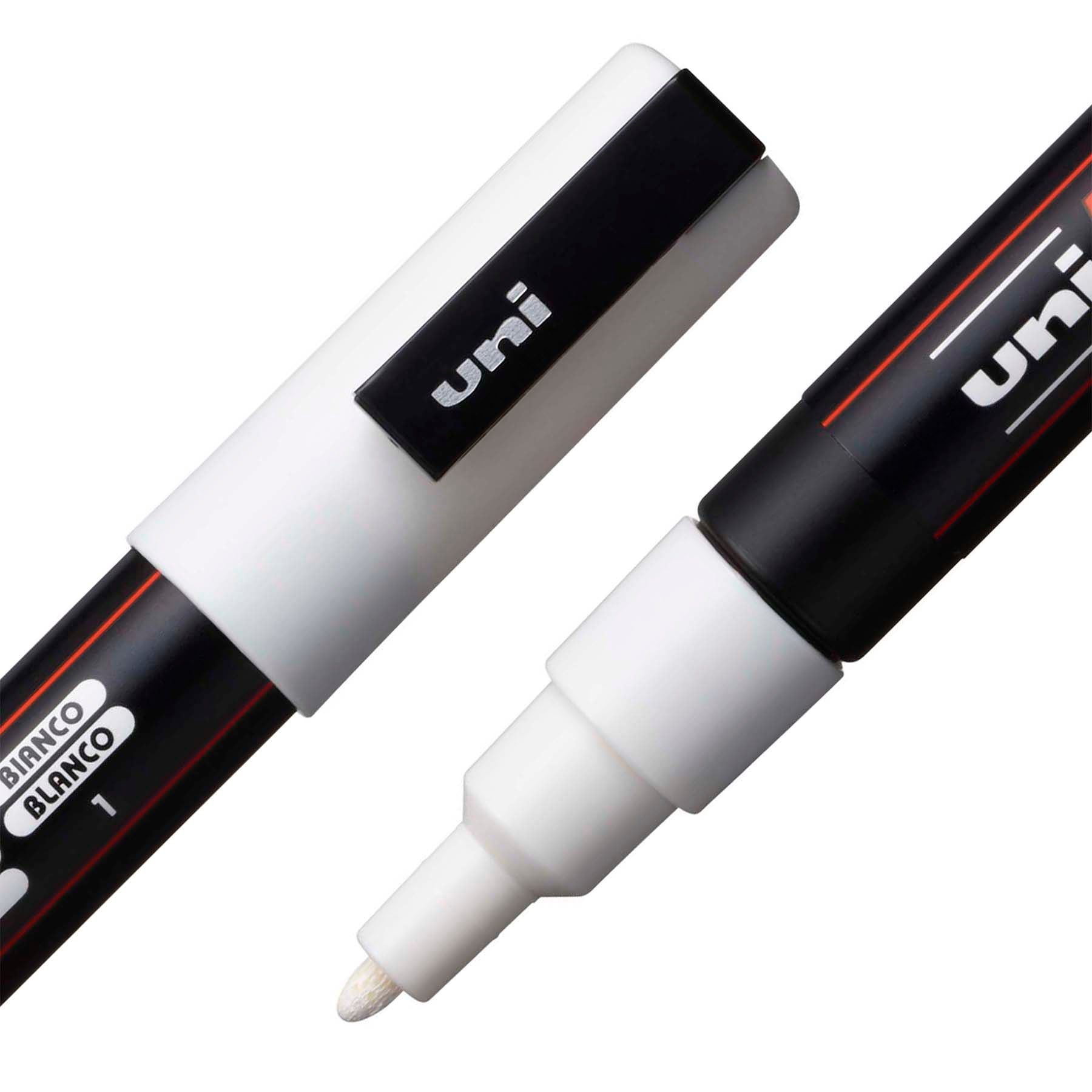 uni® POSCA PC-3M Water-Based Paint Markers, Reversible Fine Tip (0.9-1.3mm), White