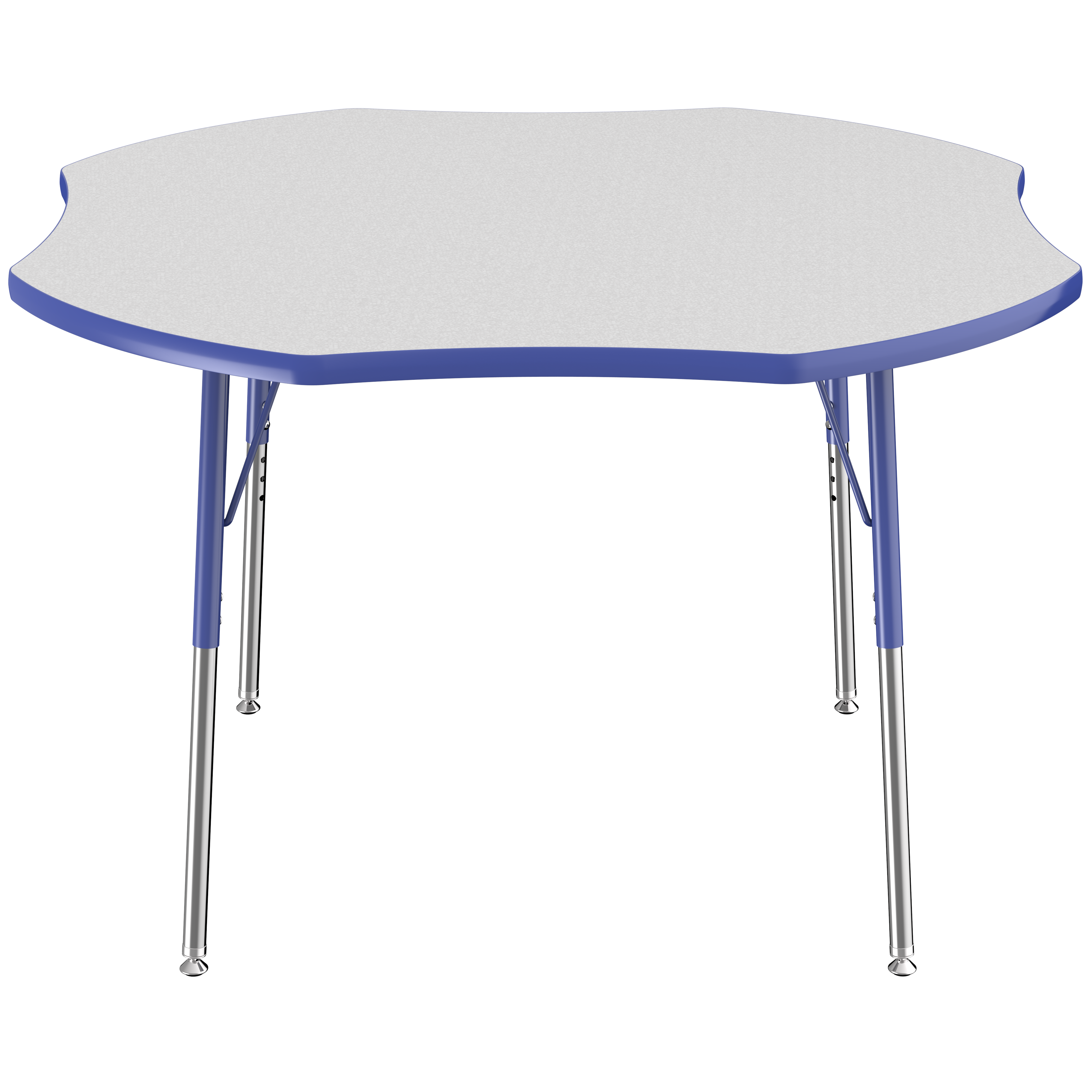 48" x 48" Clover T-Molding Activity Table with Adjustable Standard Swivel Glide Legs - Gray/Blue