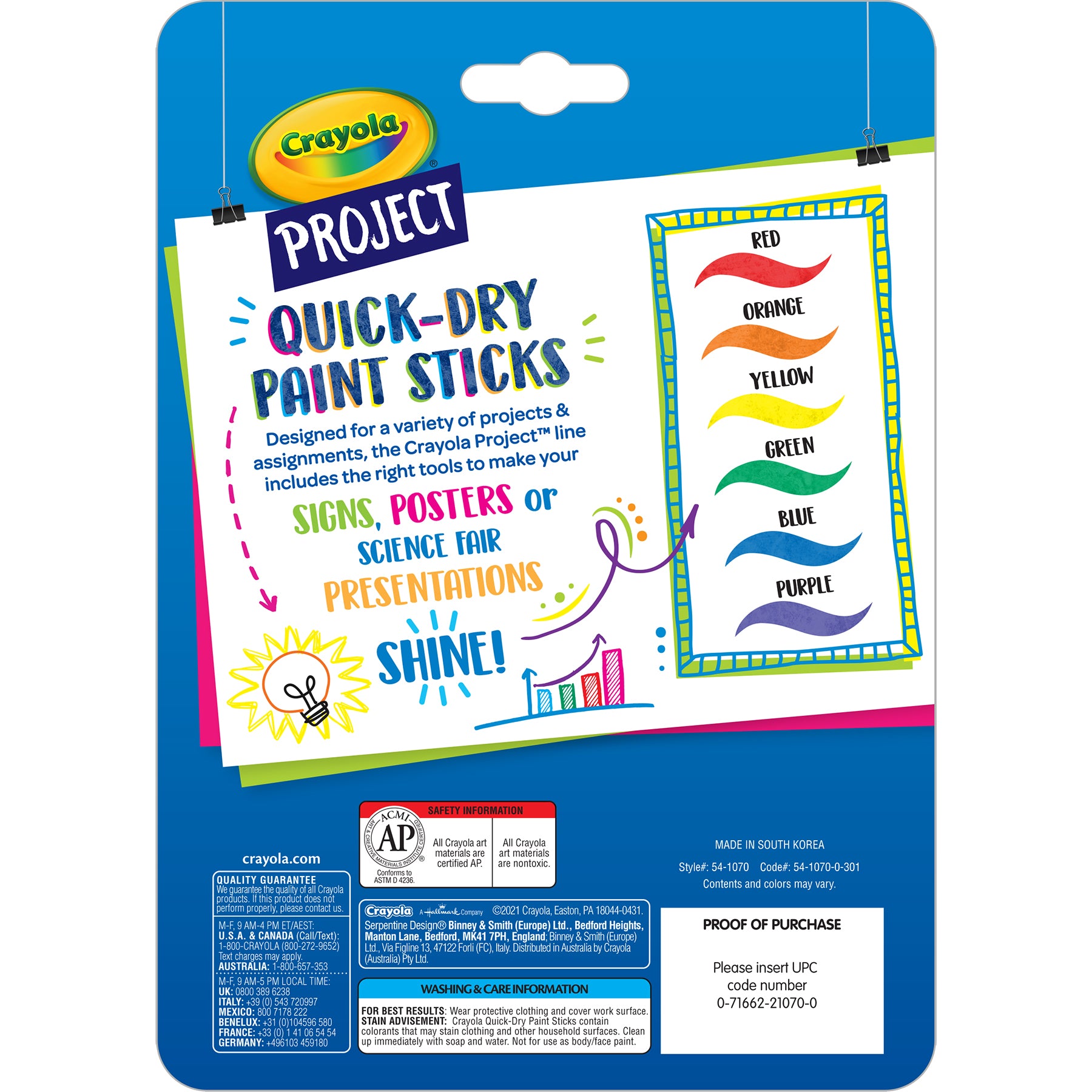 Project™ Quick-Dry Paint Sticks, 6 Count