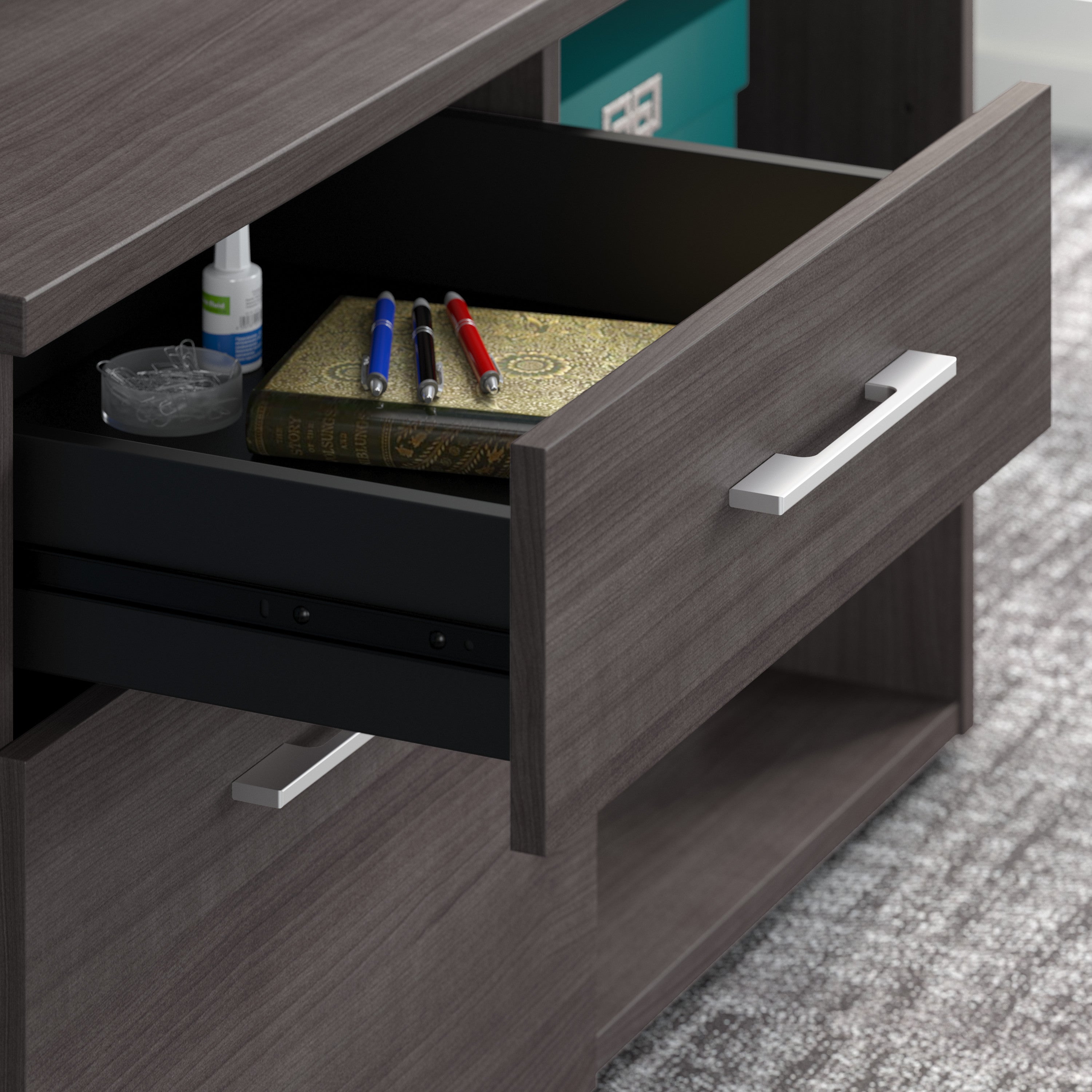 Bush Business Furniture Office 500 72W U Shaped Executive Desk with Drawers in Storm Gray - 71.02" Width x 100.43" Depth x 29.82" Height