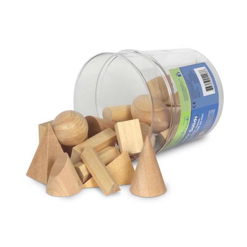 Wooden Geometric Solids, Set of 19