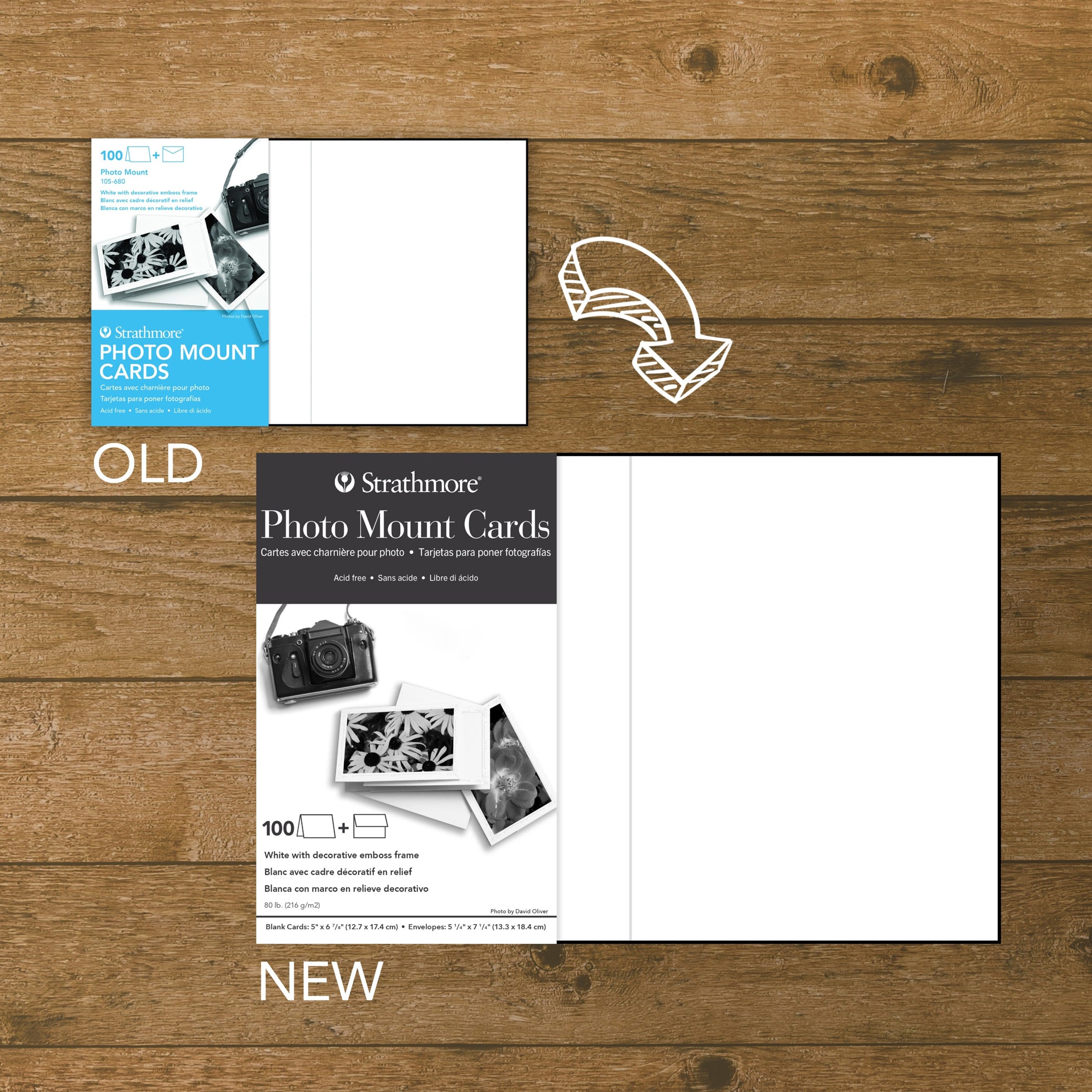 Photo Mount Cards & Envelopes, Decorative Embossed Border, 5x6.875 inch, 100 Pack