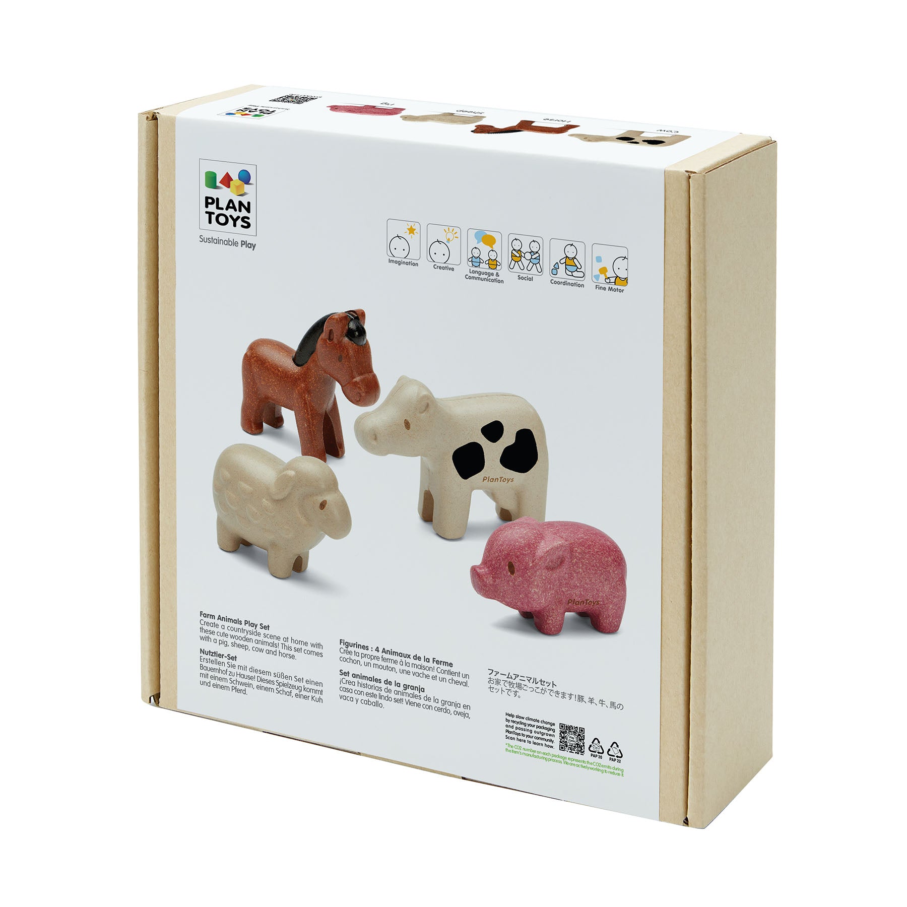Wooden Farm Animals Playset