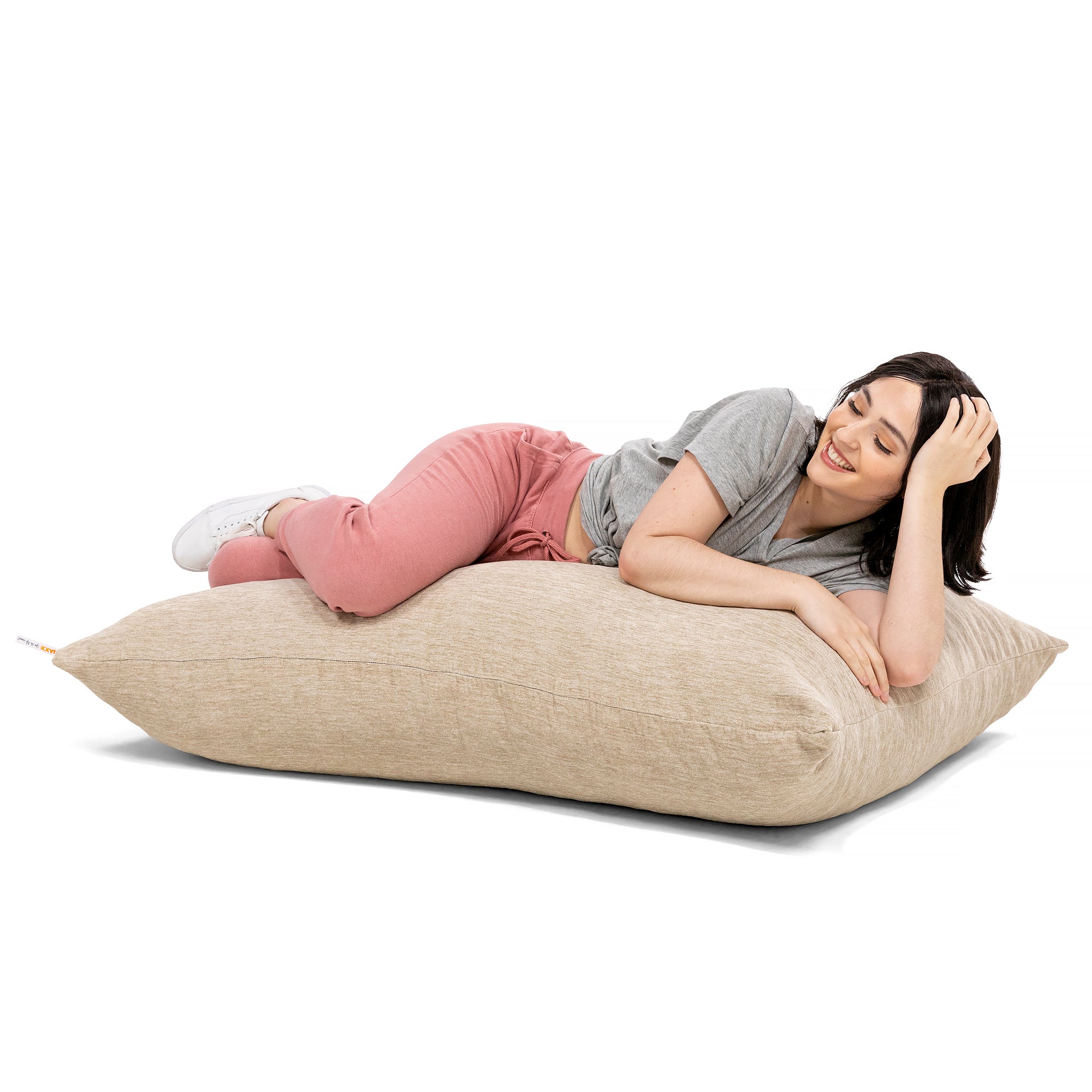 Jaxx Pillow Saxx 3.5 Foot Giant Décor Floor Pillow, Premium Chenille Cover, Beige