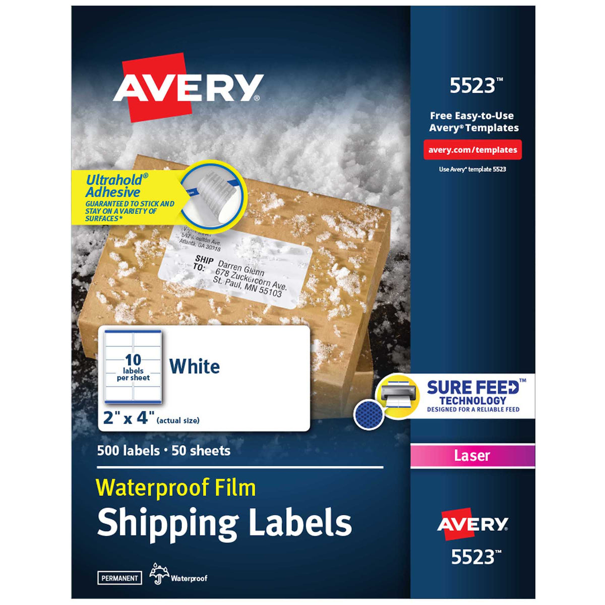 500 AVERY WATERPROOF LABELS 2X4