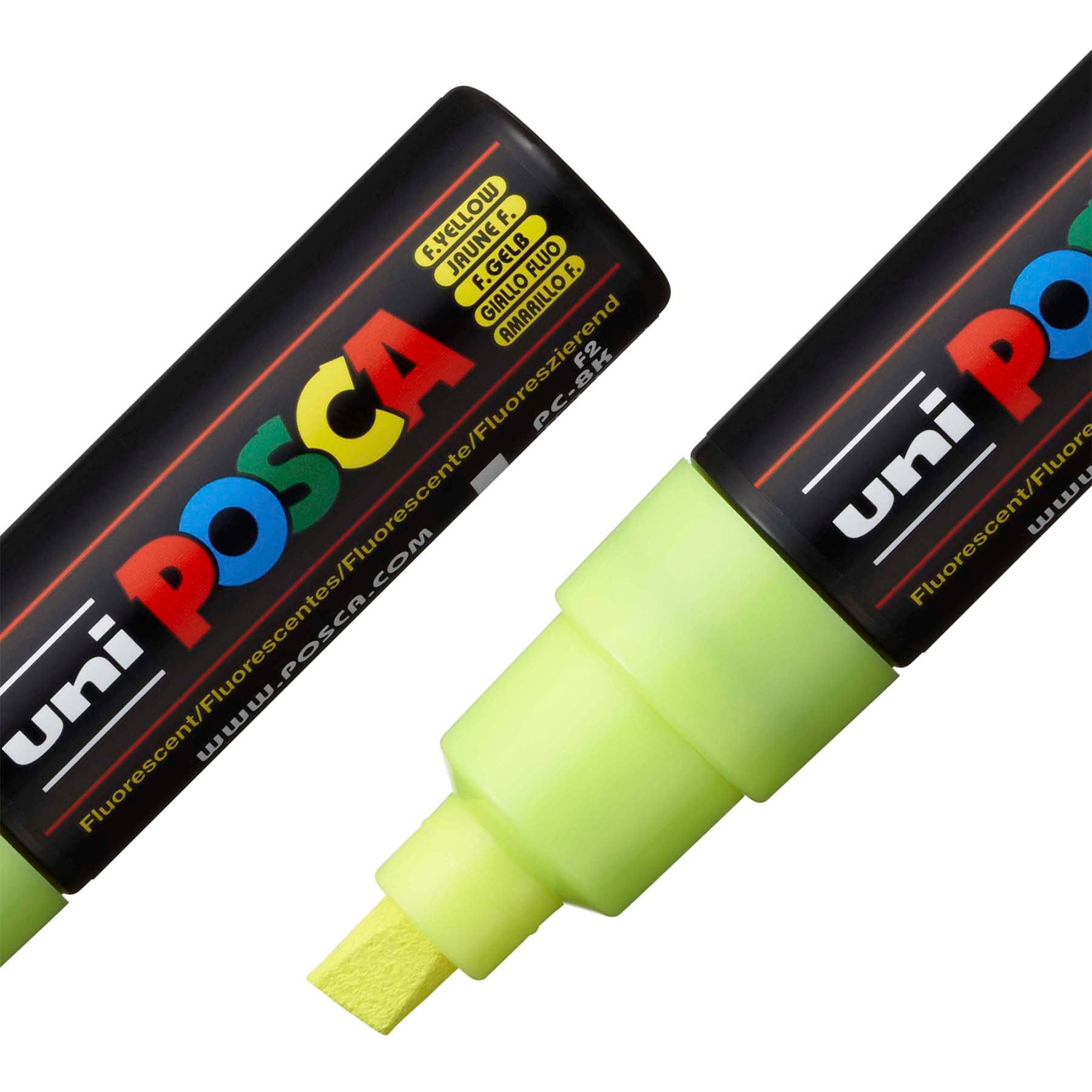 uni® POSCA PC-8K Water-Based Paint Markers, Broad Tip (8mm), Fluorescent Yellow