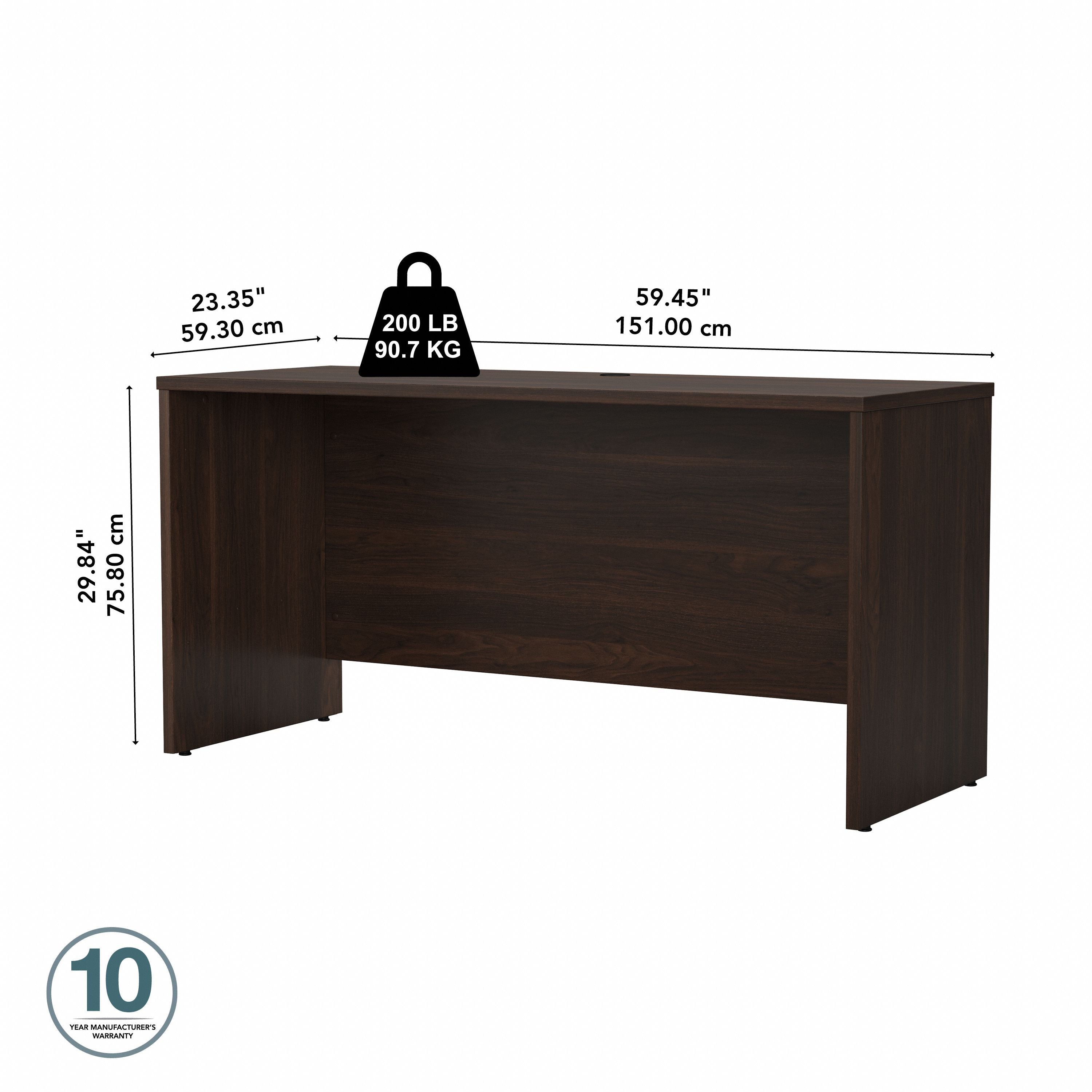 Bush Business Furniture Studio C 60W x 24D Credenza Desk in Black Walnut - 59.45" Width x 23.35" Depth x 29.84" Height