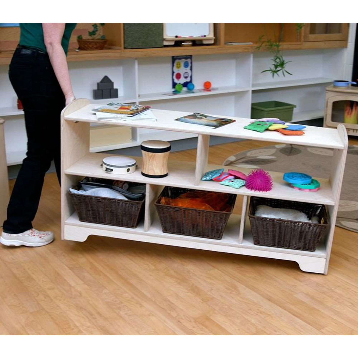 2 LEVEL STAGGERED SHELF W CASTERS