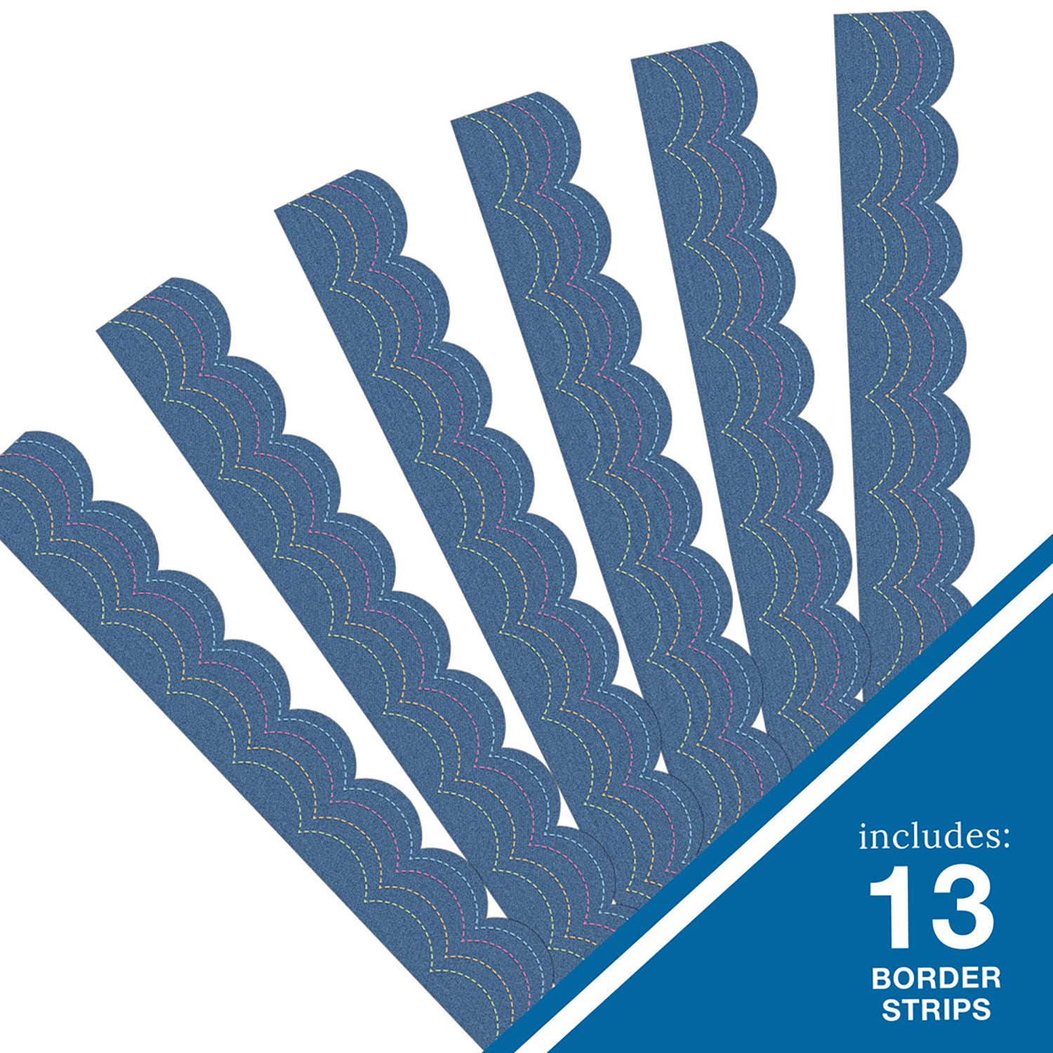 Crafty and Cool Denim Scalloped Bulletin Board Borders, 39 Feet