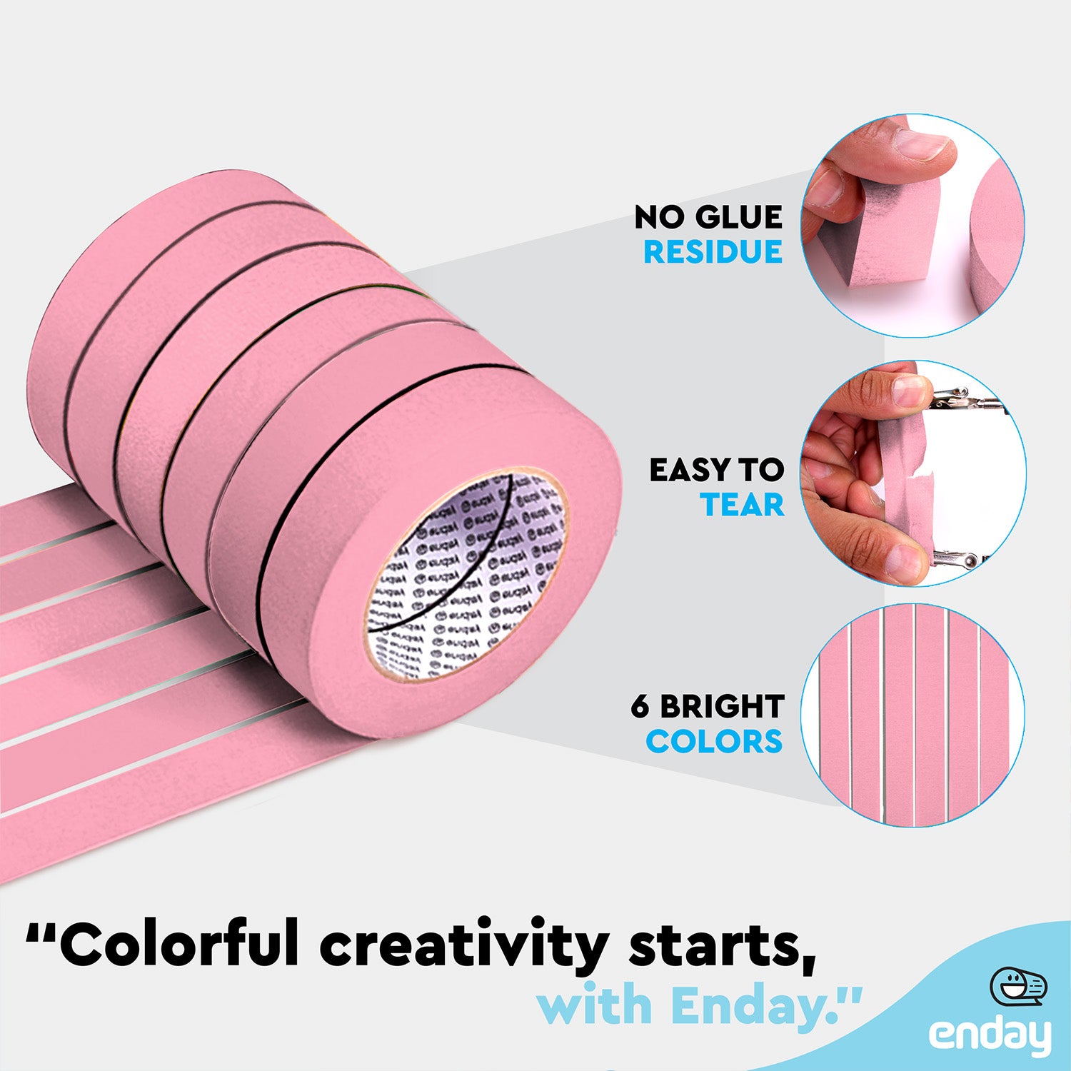 Masking Tape, 1" x 60 Yards, Pink, Pack of 6