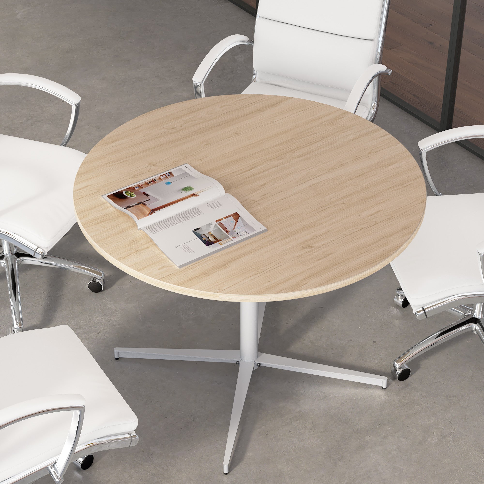 Bush Business Furniture 42-inch Round Conference Table with Metal Base in Natural Elm - 41.38" Width x 41.38" Depth x 30.33" Height