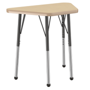 18" x 30" Trapezoid T-Molding Activity Table with Adjustable Standard Ball Glide Legs - Maple/Maple/Black
