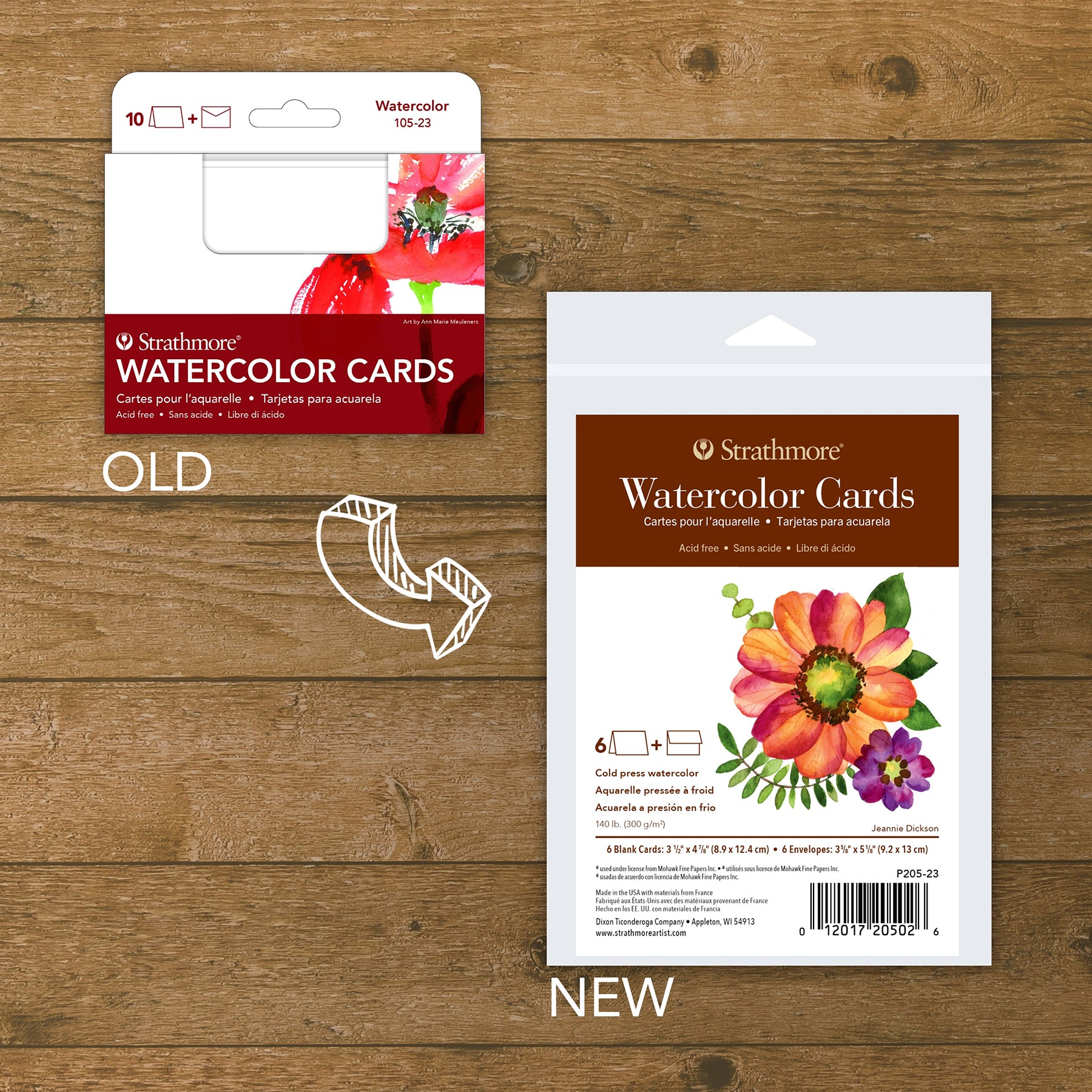 400 Series Watercolor Cards & Envelopes, Anniversary Size, 3.5x4.875 inch, 6 Pack