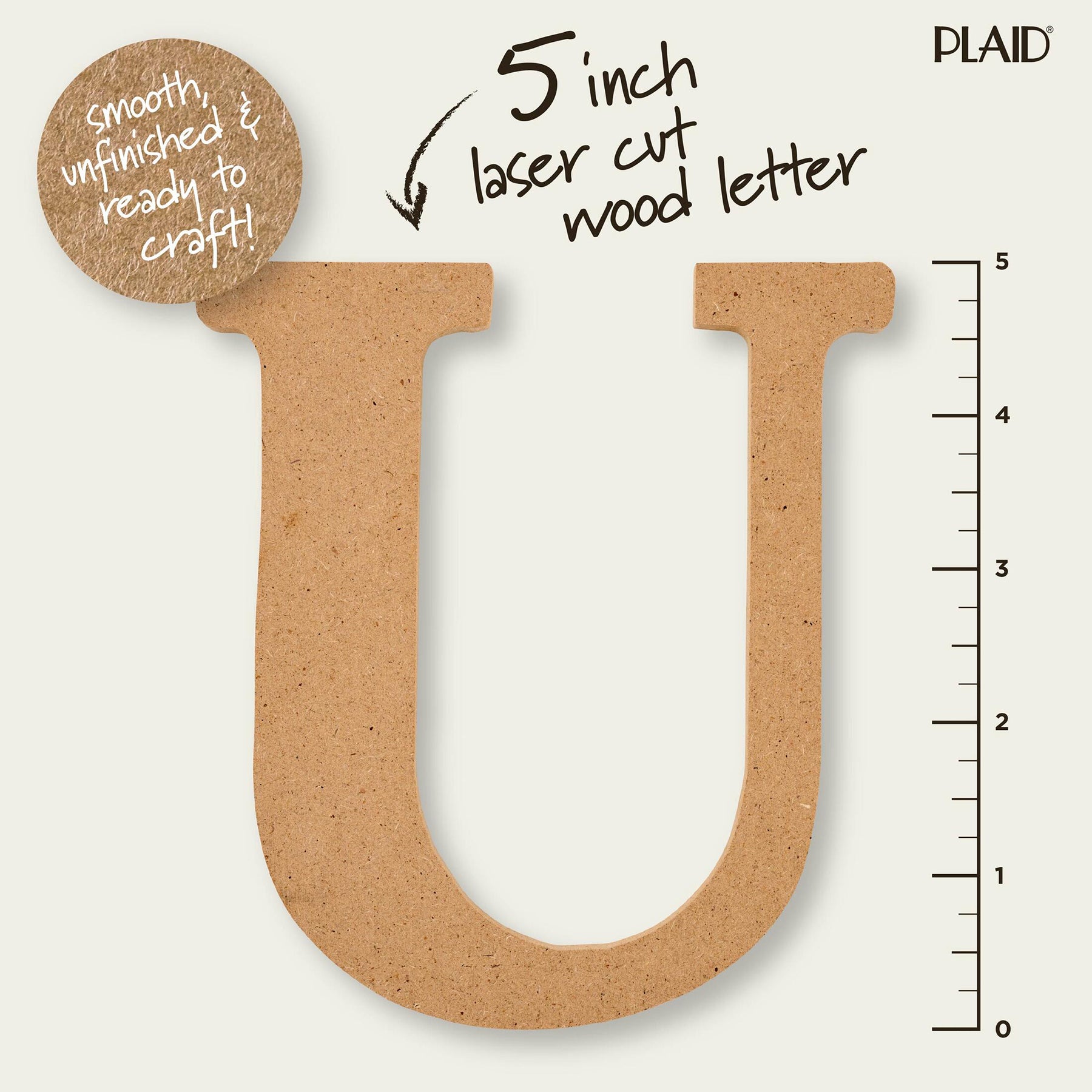 MDF Letter, U, 5 Inch