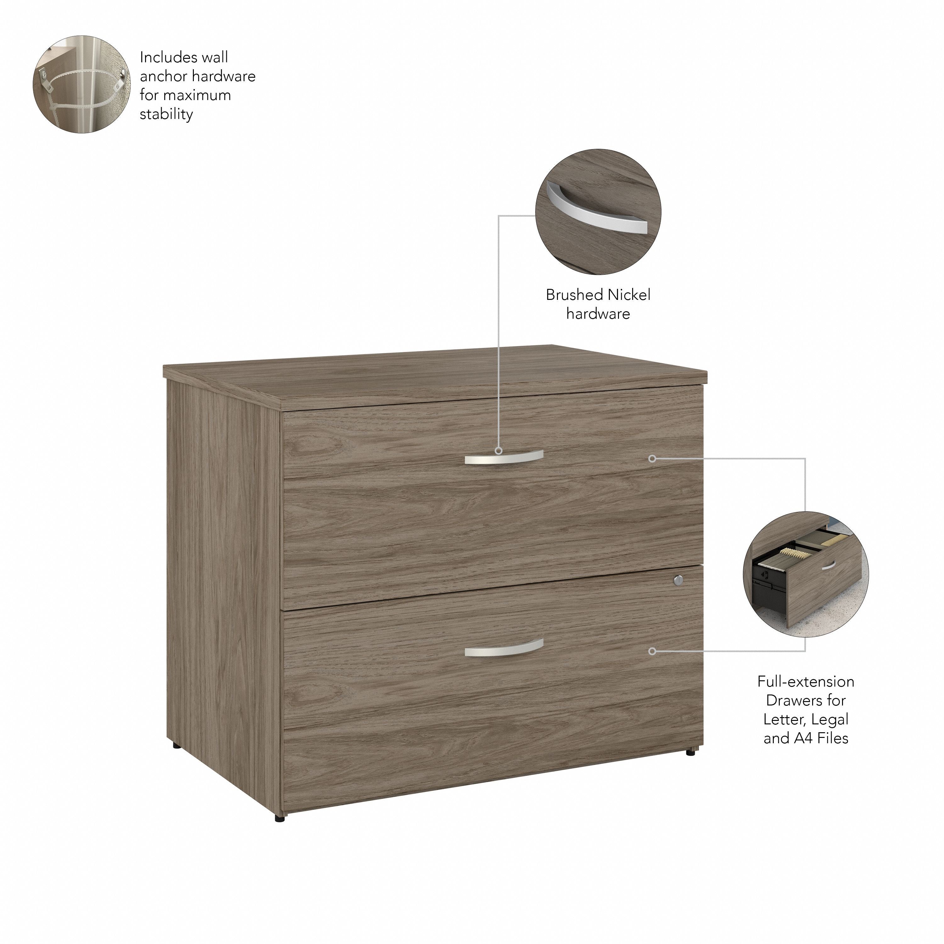 Bush Business Furniture Studio C 2 Drawer Lateral File Cabinet in Modern Hickory - 35.67" Width x 23.35" Depth x 29.84" Height