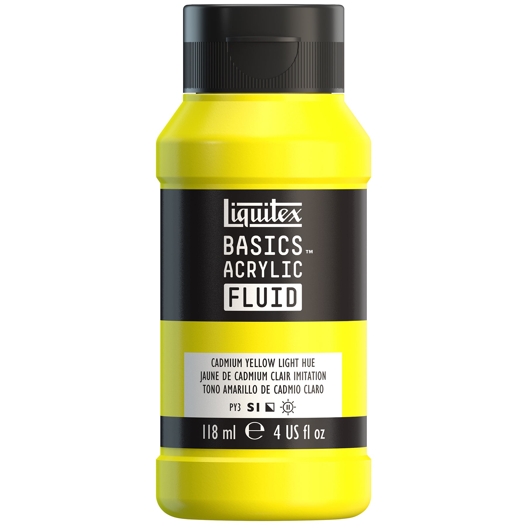 LQ BASICS Acrylic Fluid 118ml Bottle -  Cadmium Yellow Light Hue