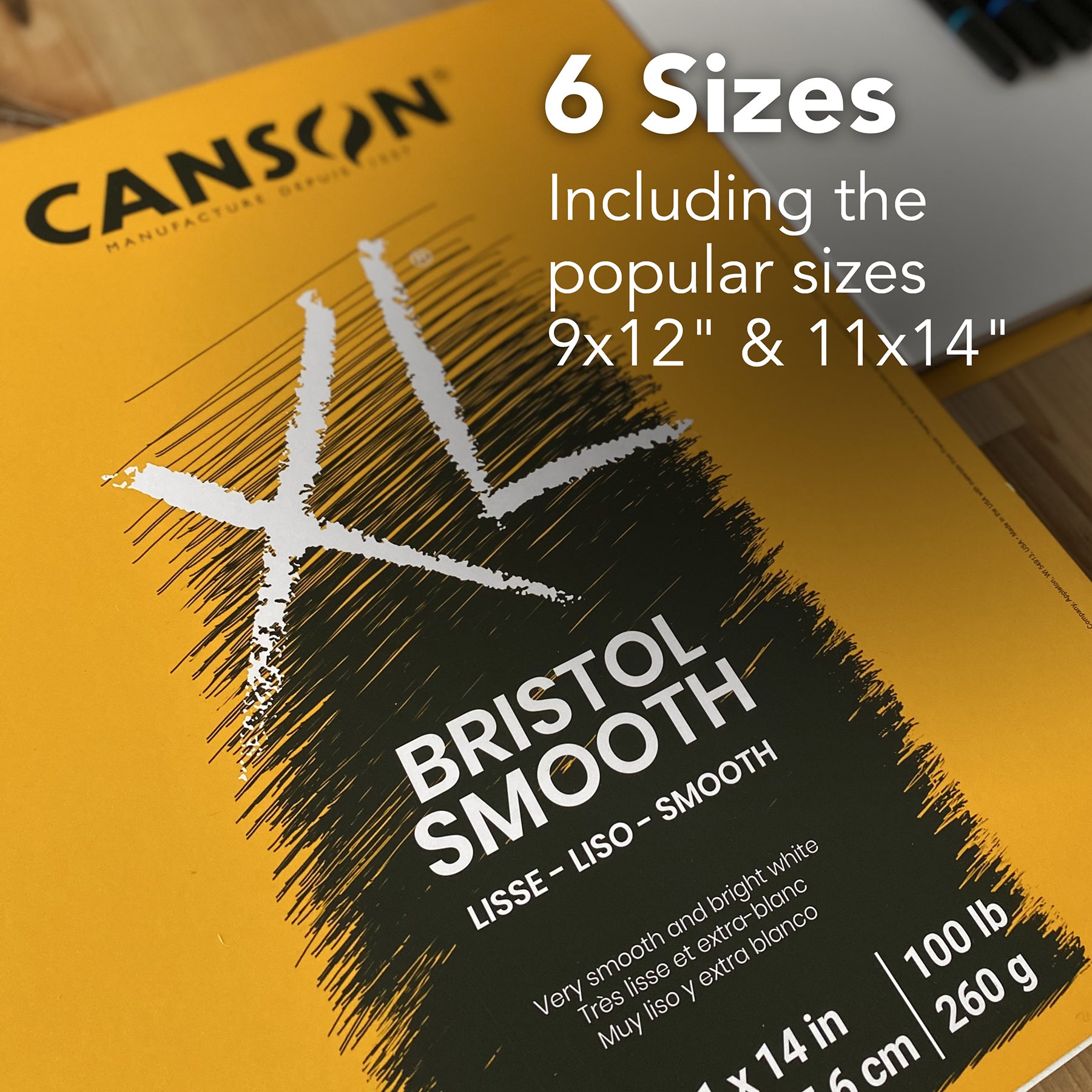 XL Series Bristol Pad, Smooth Finish, Foldover Binding, 25 Sheet, 14x17 inch, 1 Count