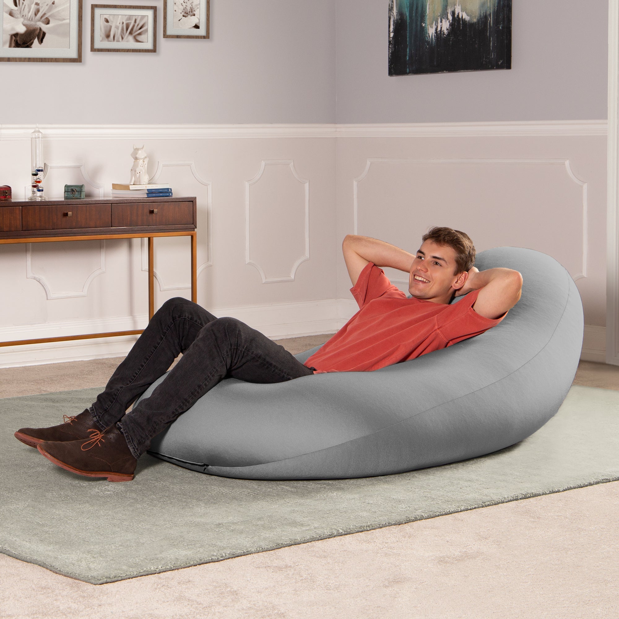 Nimbus Spandex Bean Bag Chair, Large, Silver