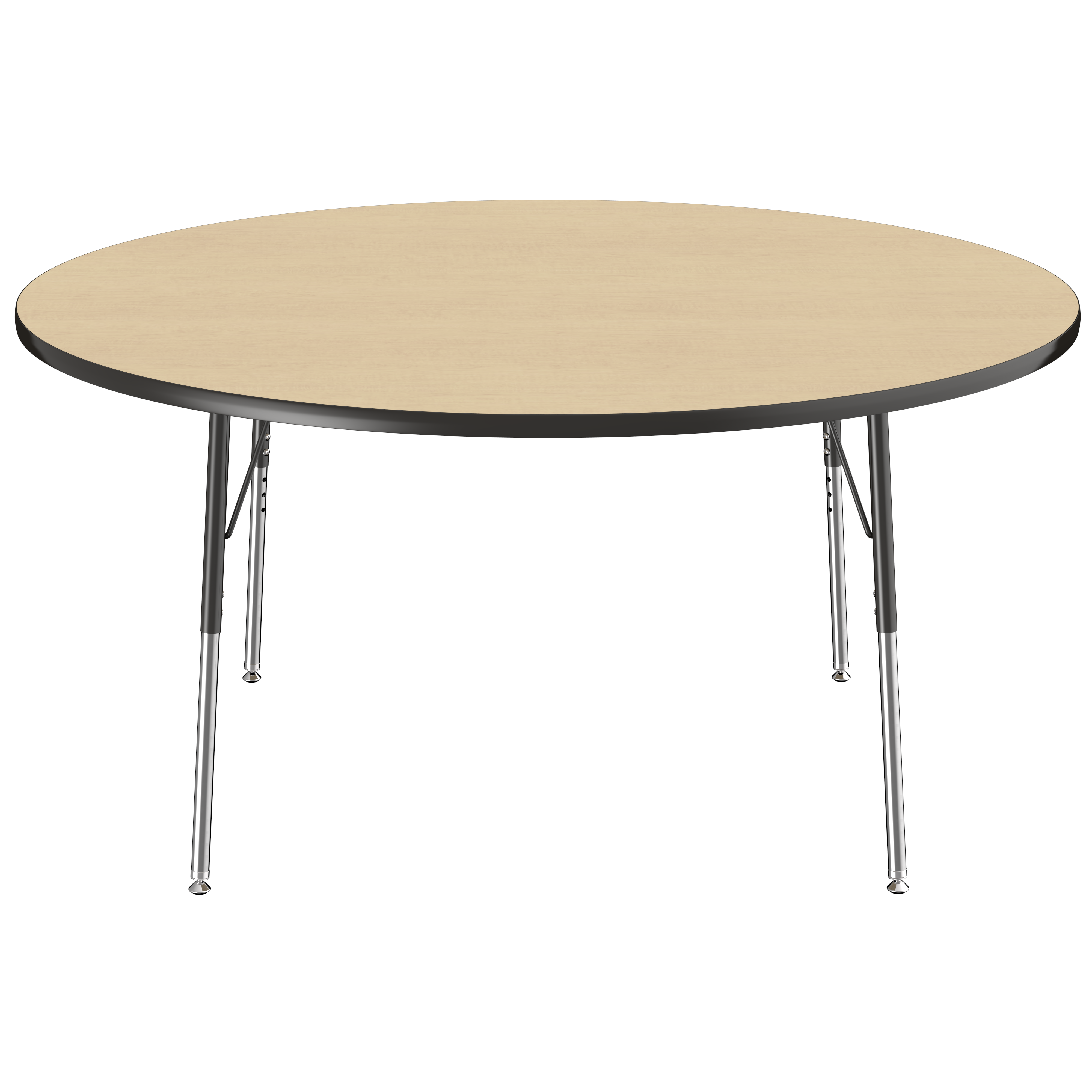 60" Round T-Molding Activity Table with Adjustable Standard Swivel Glide Legs - Maple/Black