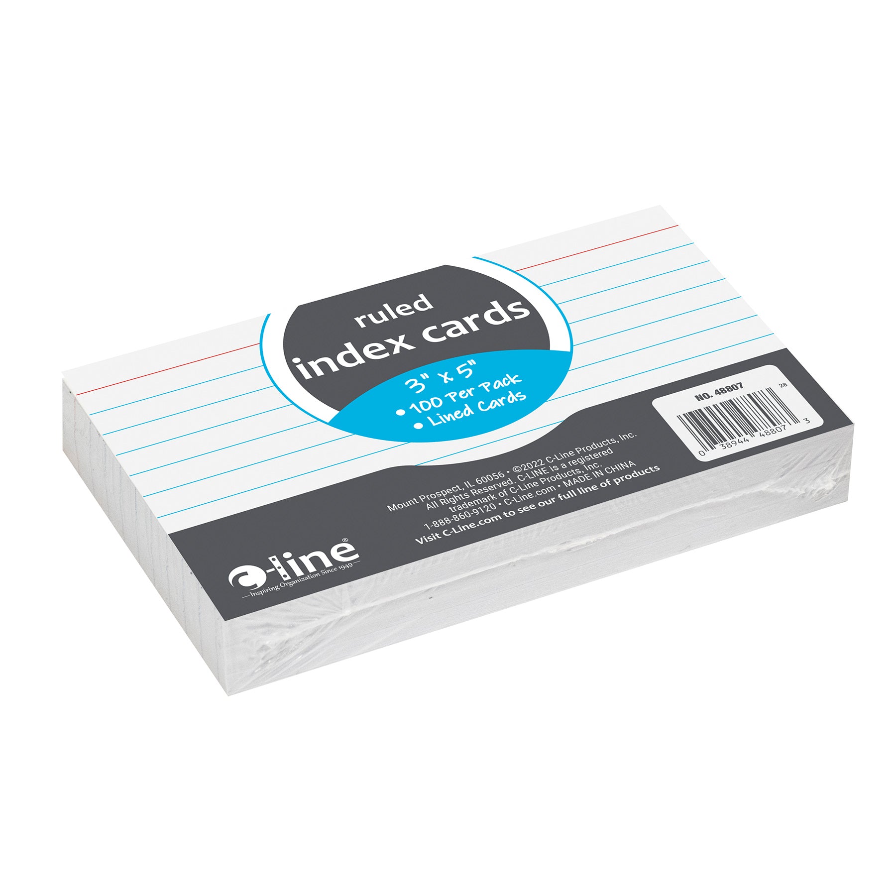 Index Cards, 3" x 5", White, Pack of 100